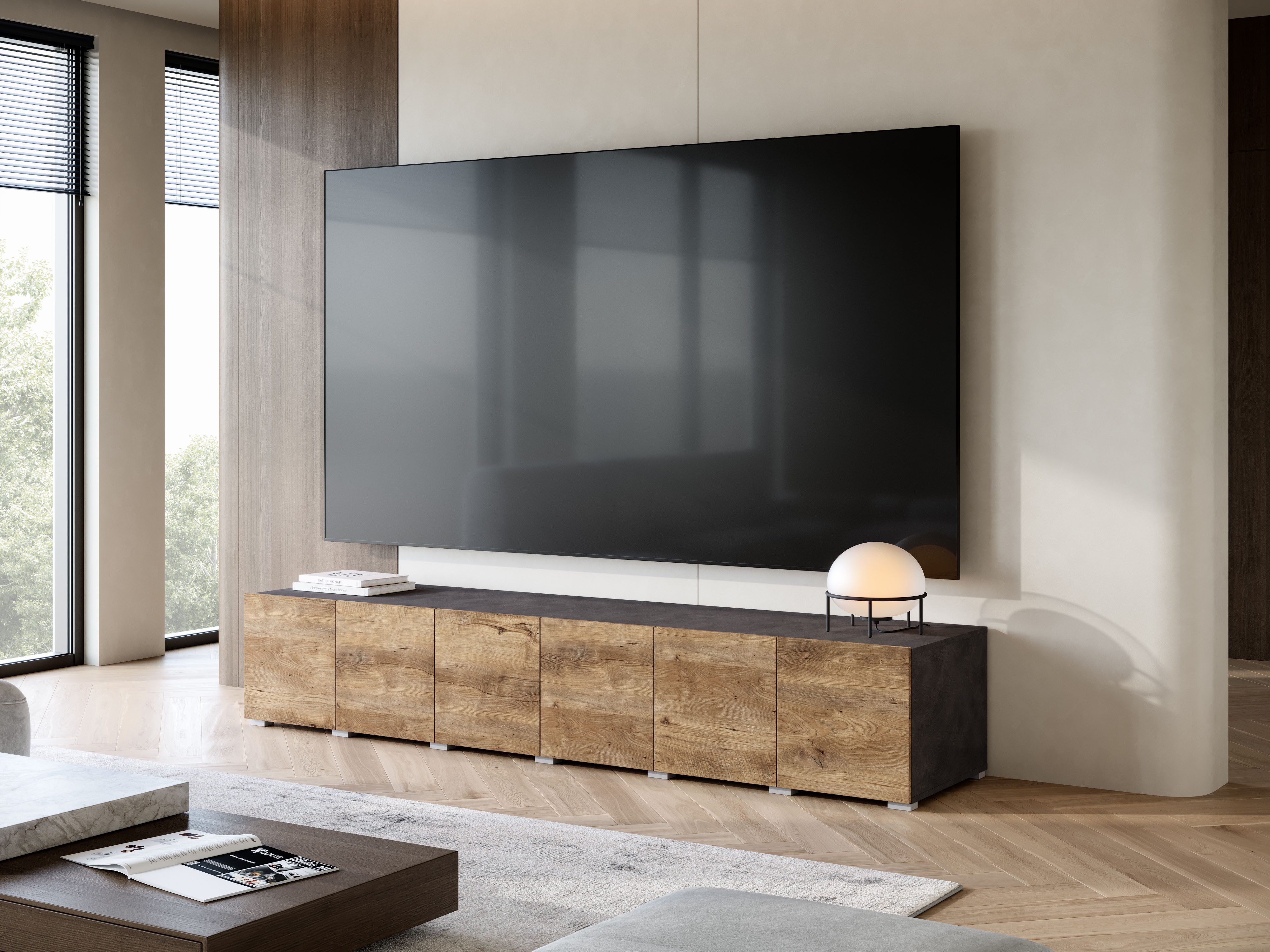 OTTO home Lowboard Denver Erlebe die Weltmeisterschaft im XXL-Format (1 St), Elegantes TV-Möbel 220 cm, speziell für bis zu 98-Zoll Fernseher – Bild 5 von 5