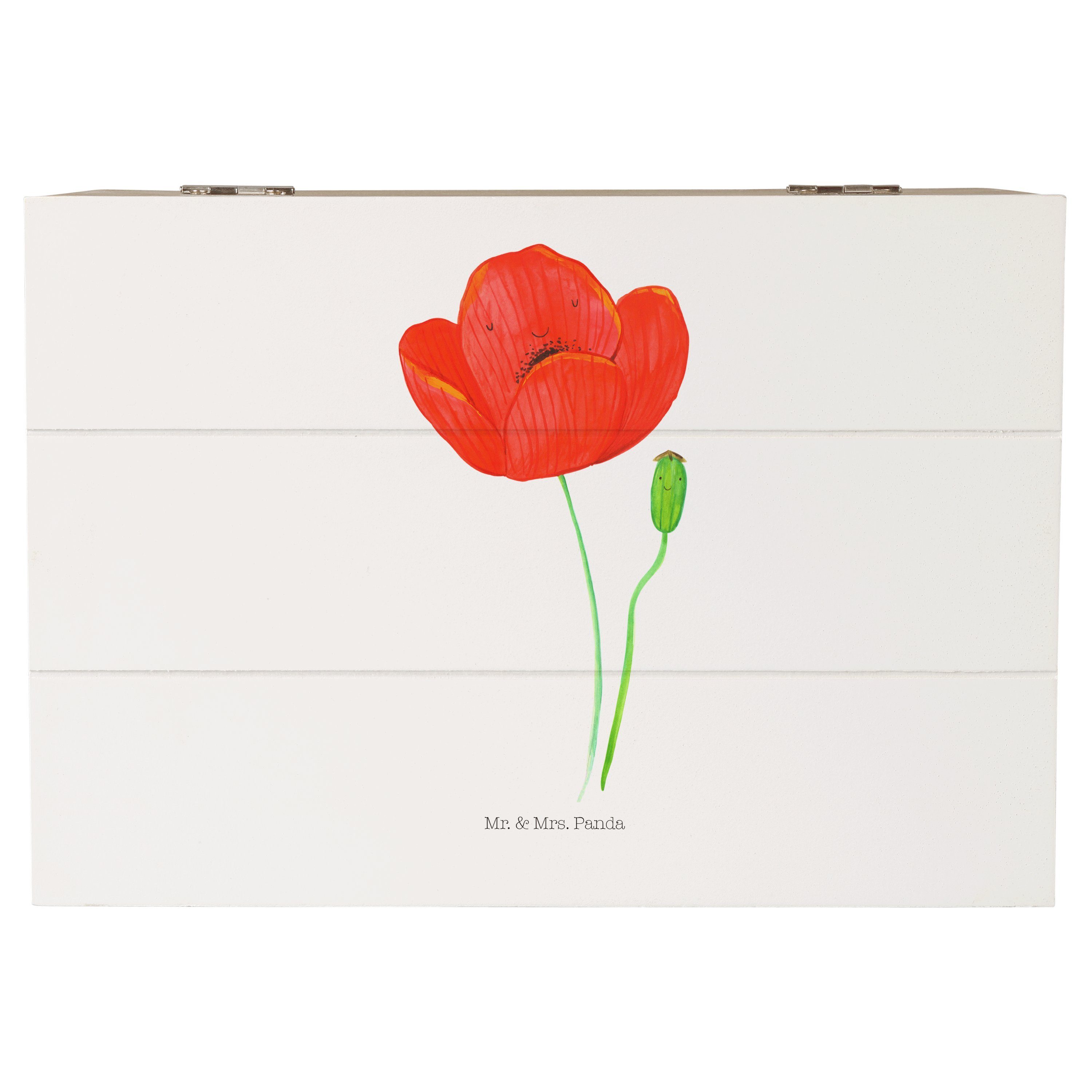 Mr. & Mrs. Panda Dekokiste 22 x 15 cm Blume Mohnblume - Weiß - Geschenk, Frühlings Deko, Glaube, (1 St), Handverlesene Designs