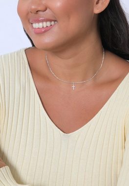 Elli Collier Choker Kugelkette Kreuz Glaube 925 Silber