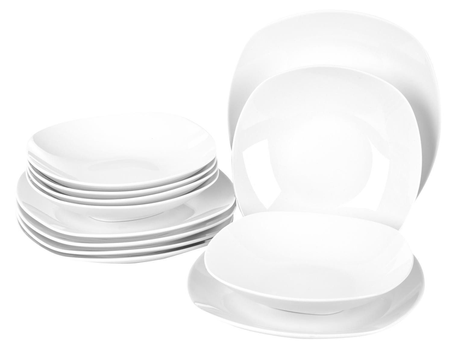 Home4You Tafelservice, 48-teilig, Weiß, 24 Personen, Porzellan, Mikrowellengeeignet, Spülmaschinengeeignet