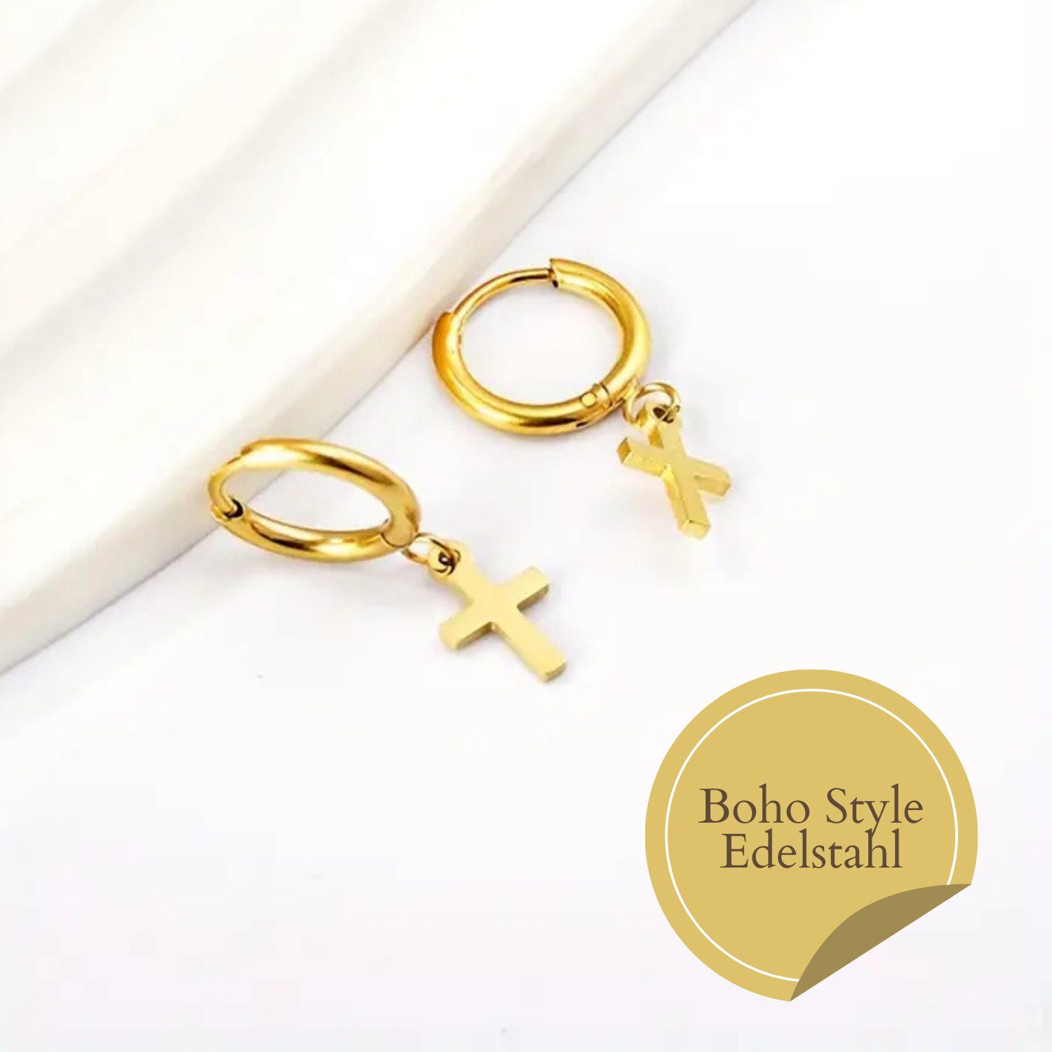 XCOAST Ohrhänger-Set XCOAST Ohrring Unisex Edelstahl Gold Kreuz (2-tlg), Valentinstag Geschenk