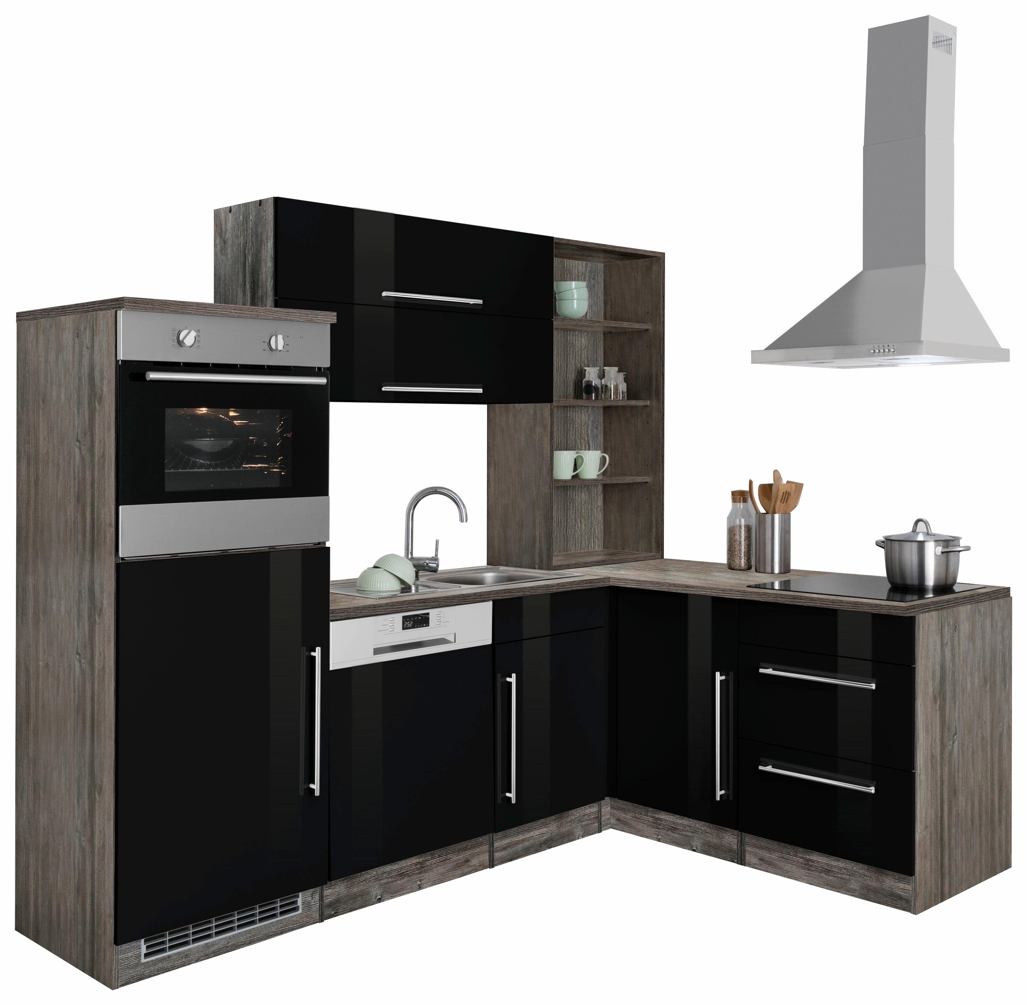 KOCHSTATION Winkelküche KS-Samos, Stellbreite 230x170 cm, wahlweise mit E-Geräten, mit Arbeitsplatte