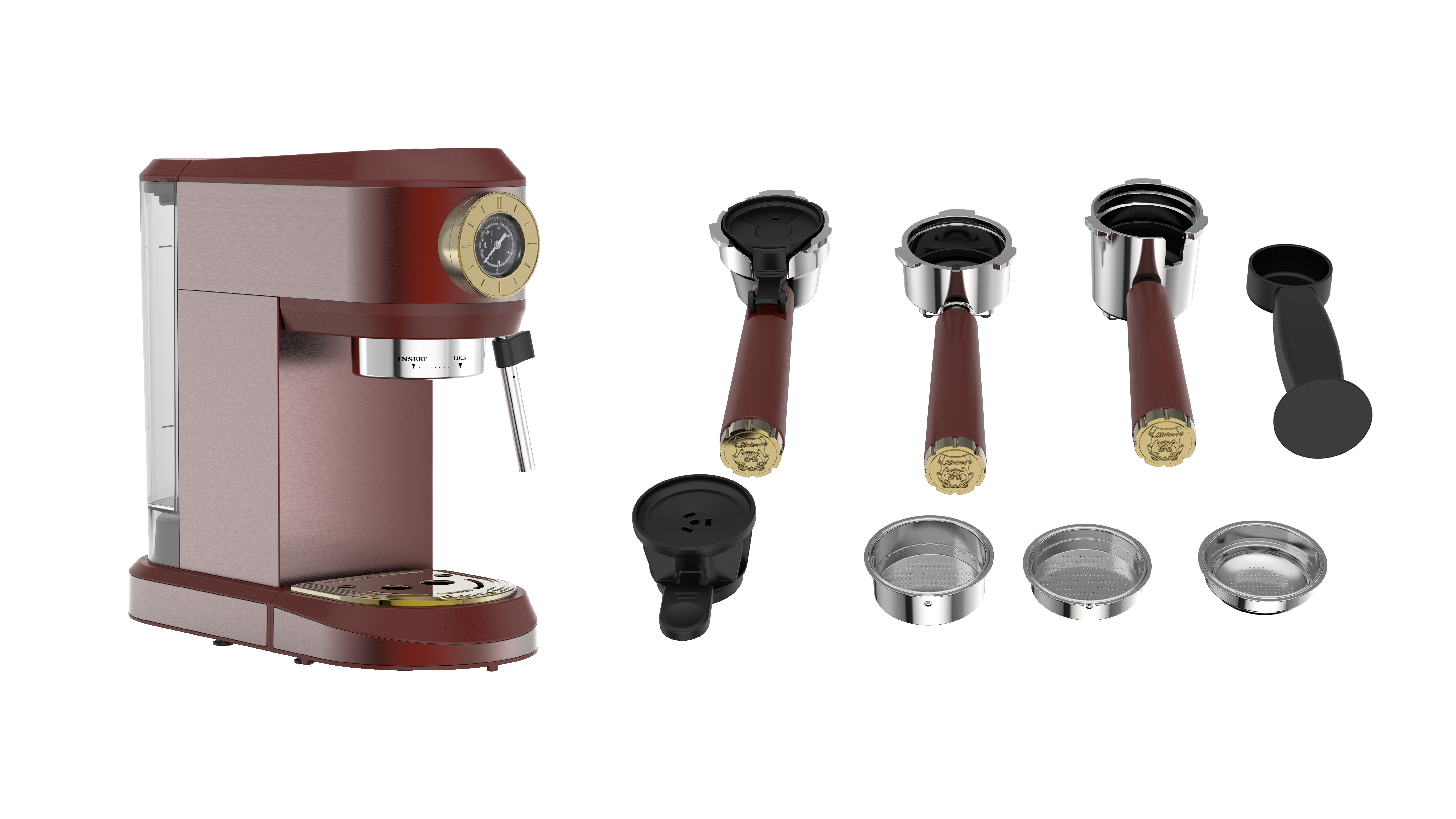 Kaiser Küchengeräte Side-by-Side KS 80425 Em, 83.6 cm breit, Retro Kühlschrank,No Frost 506 L+Kaffeemaschine, 19 bar