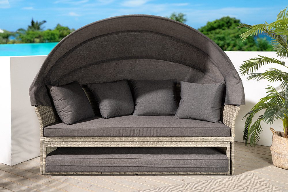 riess-ambiente Sonneninsel PLAYA LIVING 165cm hellgrau / natur · Polyrattan günstig online kaufen