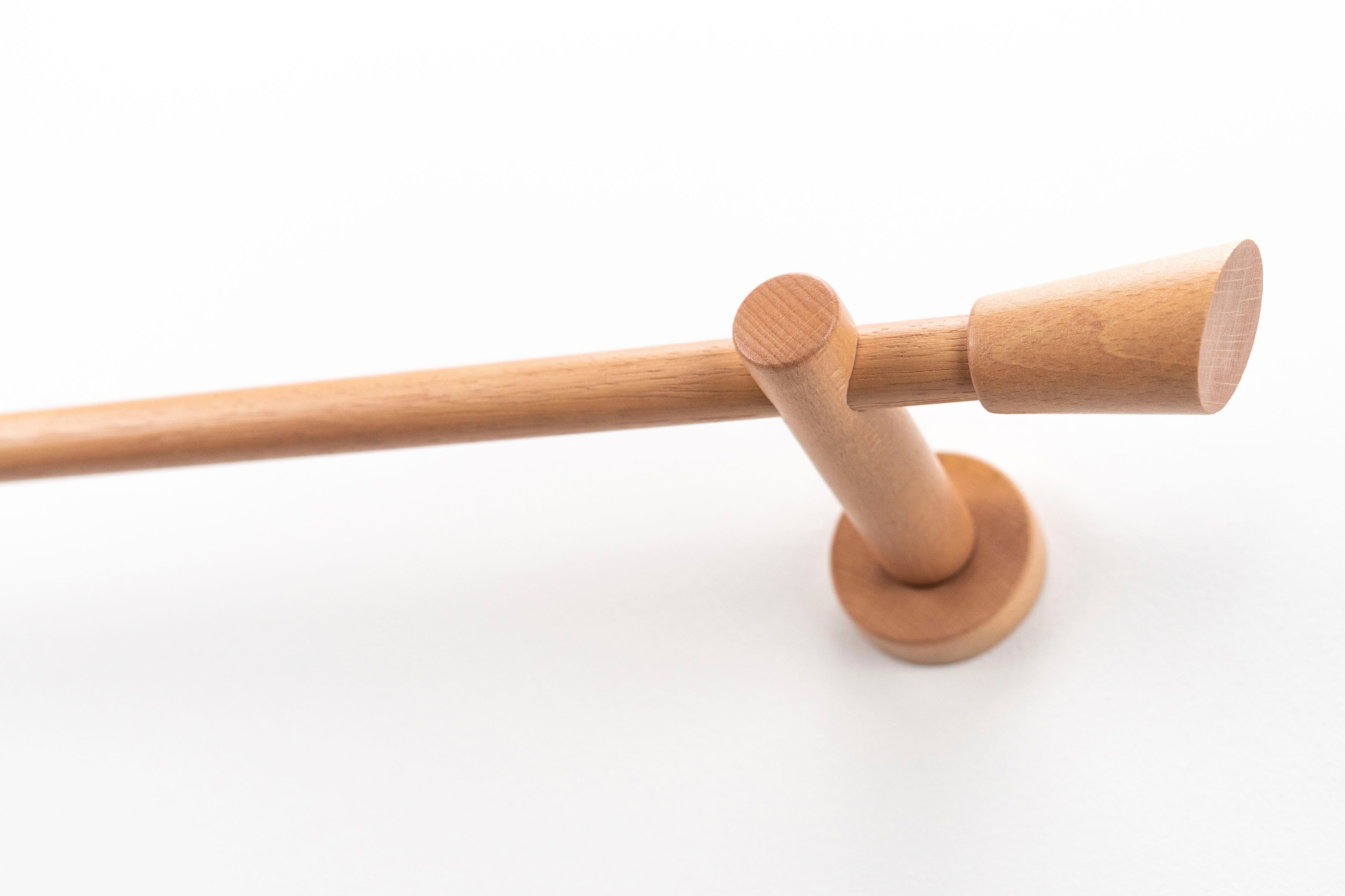 GARESA Gardinenstange MOLIS, Ø 20 mm, 1-läufig, Wunschmaßlänge, mit Bohren, verschraubt, Holzwerkstoff, Metall, Vorhanggarnitur, verlängerbar, Wandmontage, Keil, ohne Ringe