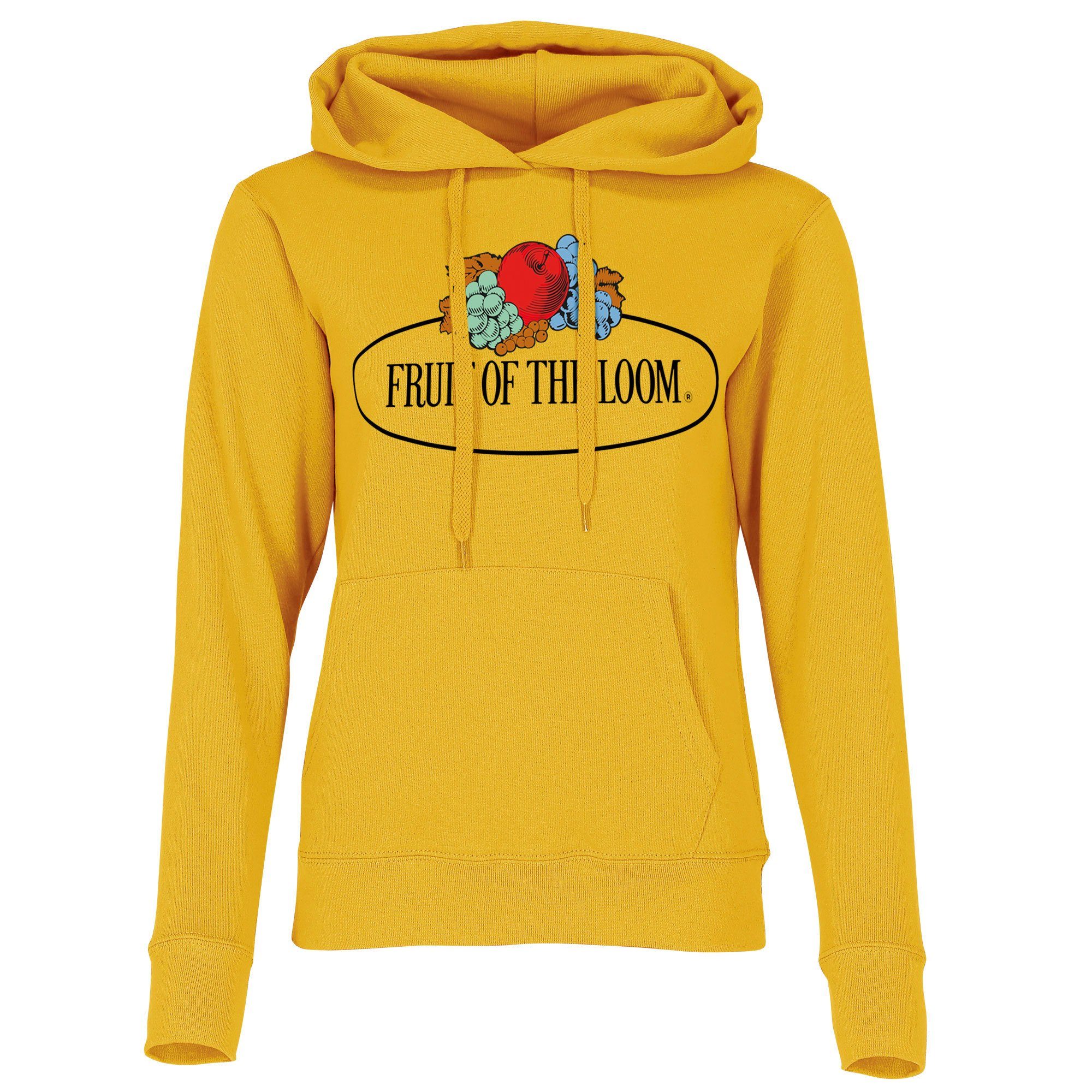 Damen sonnenblumengelb Kapuzensweatshirt the mit Fruit Kapuzenpullover Vintage-Logo of Loom