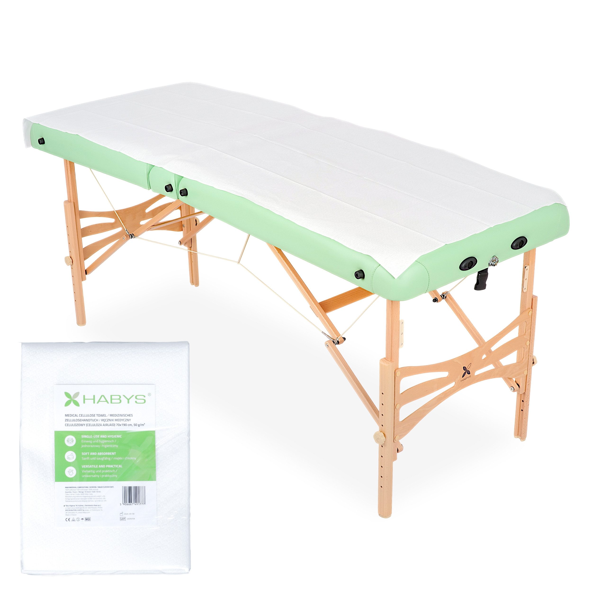 Habys Massageliege Hochwertige Auflage aus Zellulose (190×70 cm, 50 g/m2, 10 Stück)