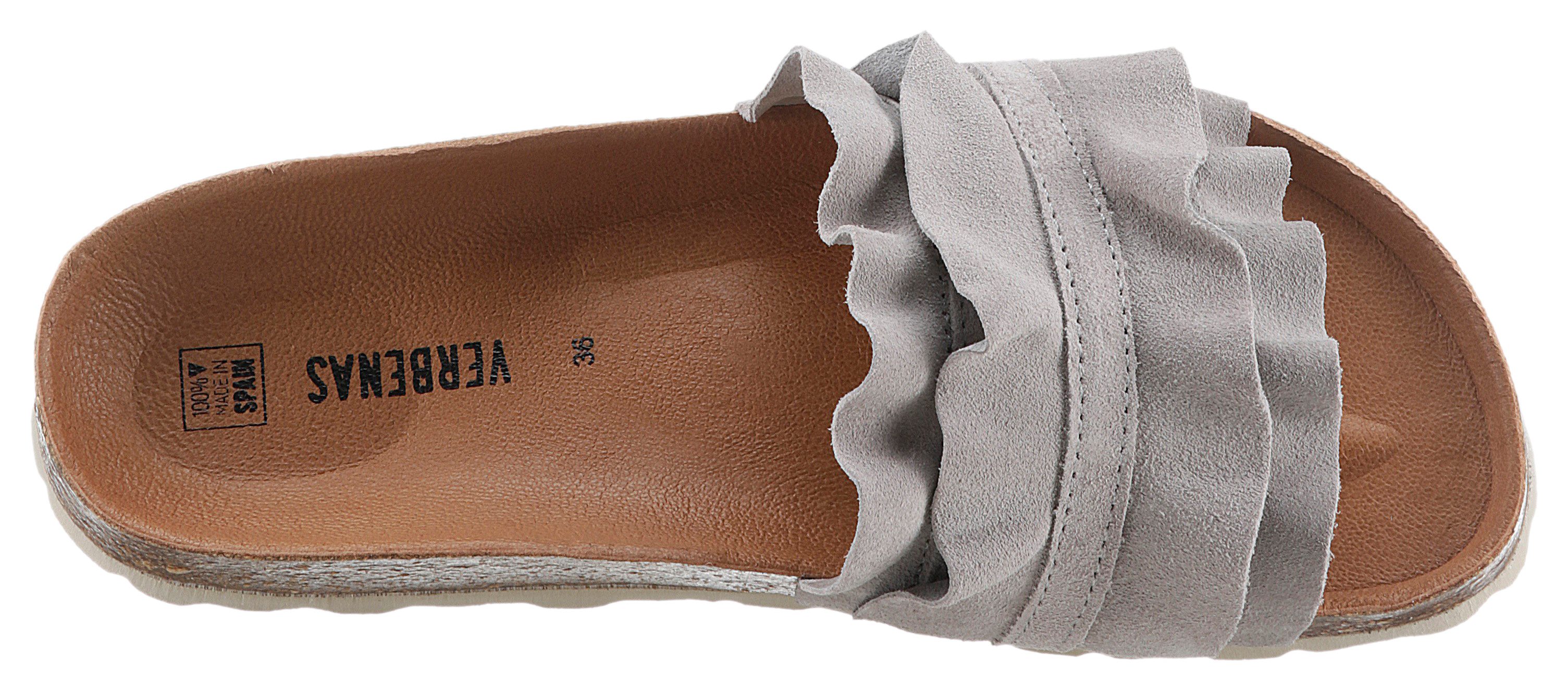 VERBENAS Rocio Roda Pantolette Sommerschuh, Flat mit geschwungenen Laschenstoff