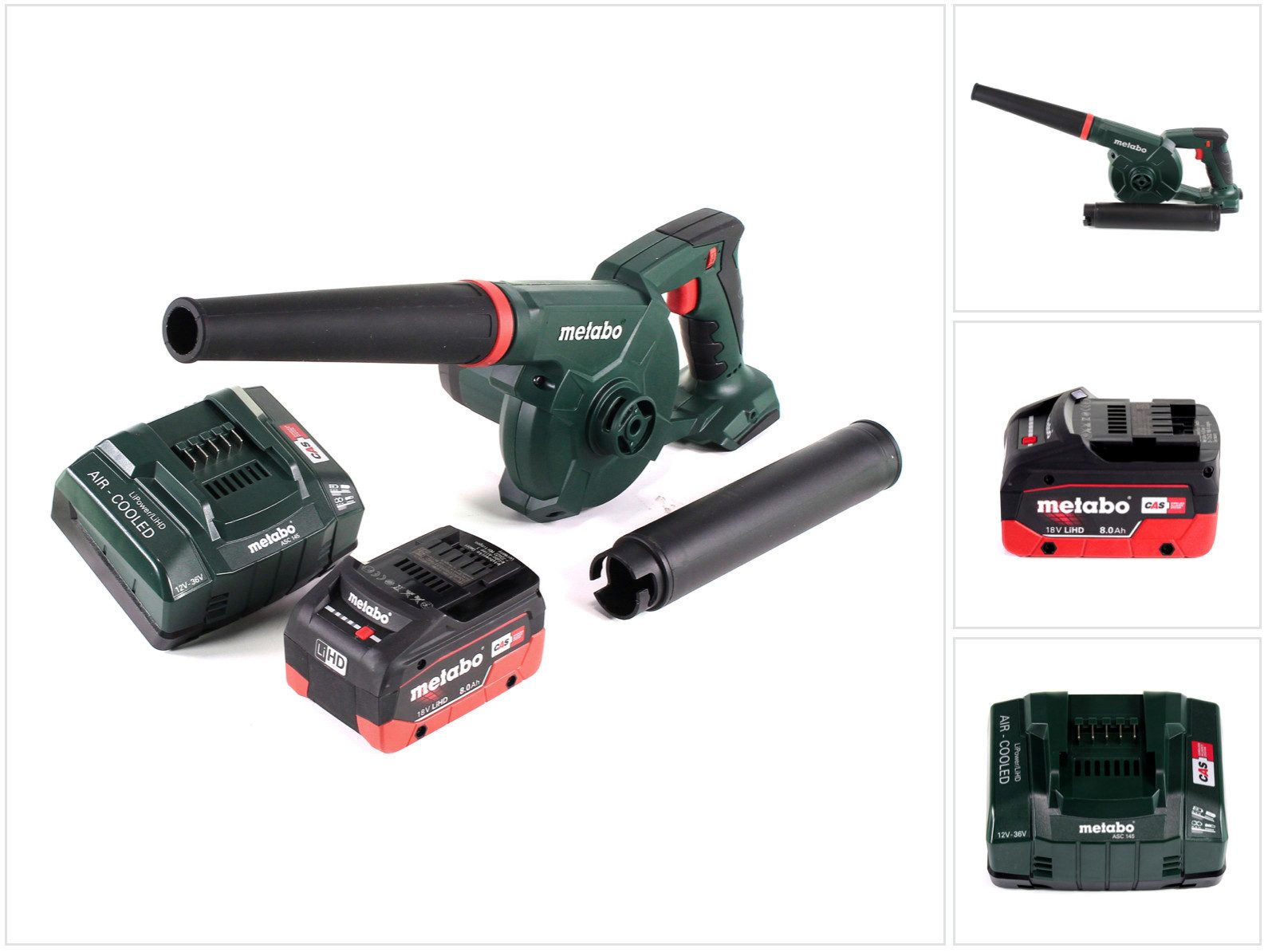 metabo Akku-Laubbläser AG 18 Akku Gebläse 18 V + 1x LiHD Akku 8,0Ah + Ladegerät