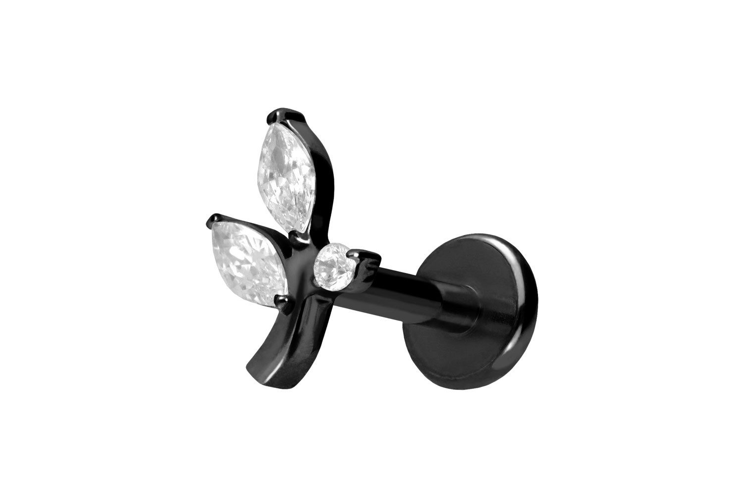 Piercing-Set Titan Labret mit Innengewinde KRISTALLZWEIG