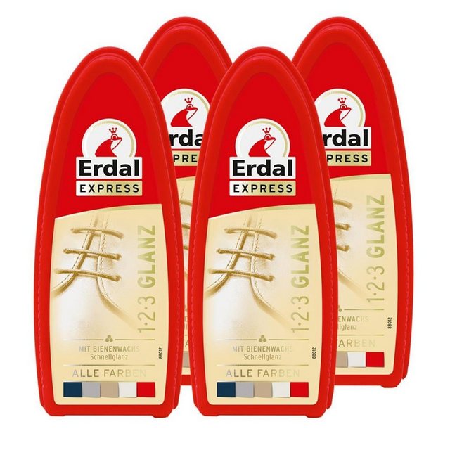 Erdal 4x Erdal Express 1-2-3 Glanz Farblos – Schwamm – mit Bienenwachs Reinigungstücher