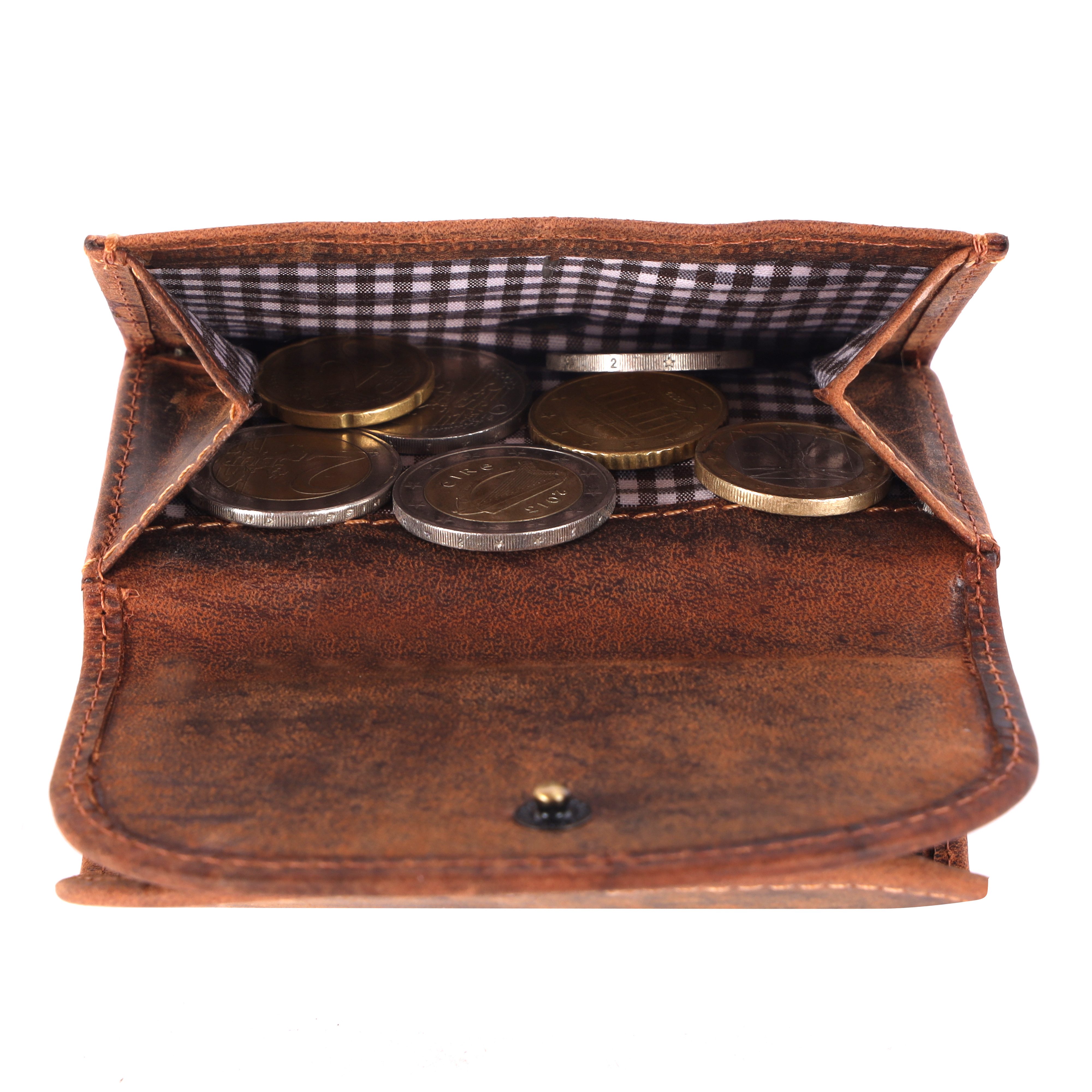 Manza Mini Geldbörse Mini Geldbörse Echt Leder Portemonnaie mit Münzfach Geldbeutel RFID, Slim Wallet