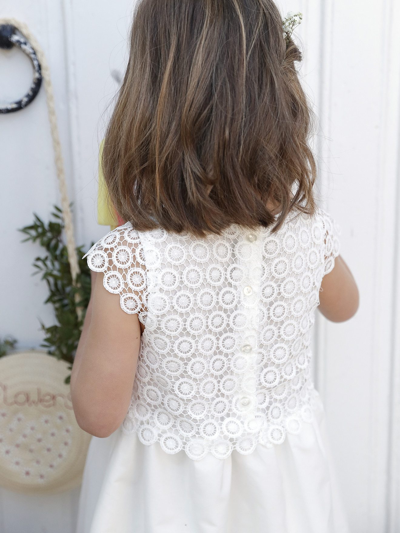 vertbaudet Minikleid Festliches Mädchen Kleid mit Makrameespitze