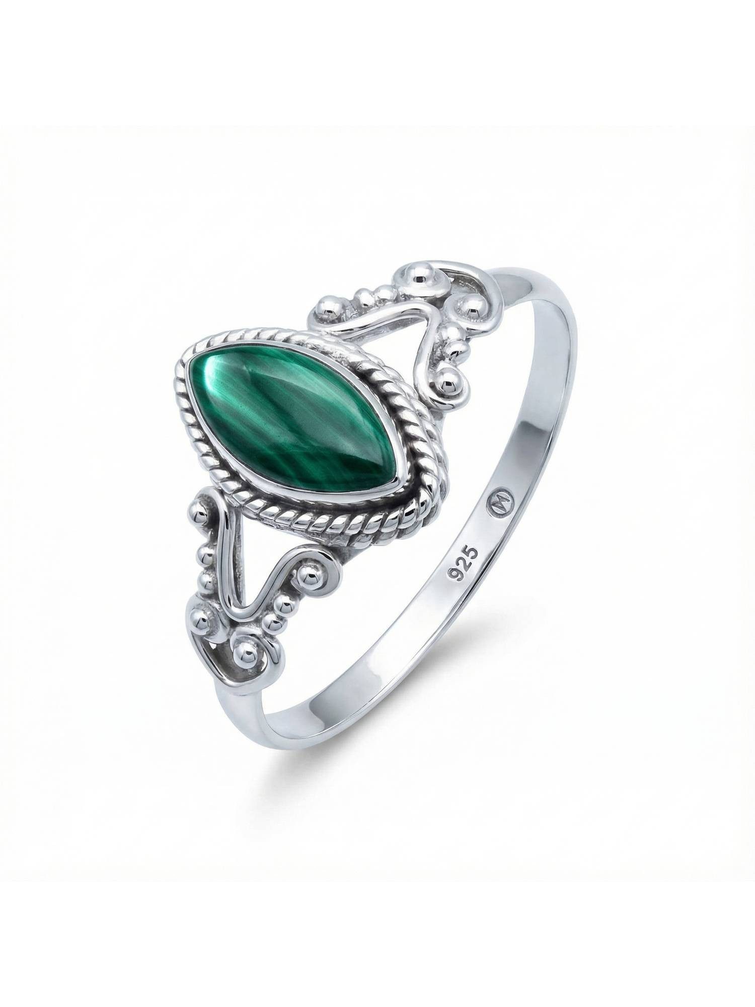 Silberring NOBALA aus 925 Silber mit Malachit