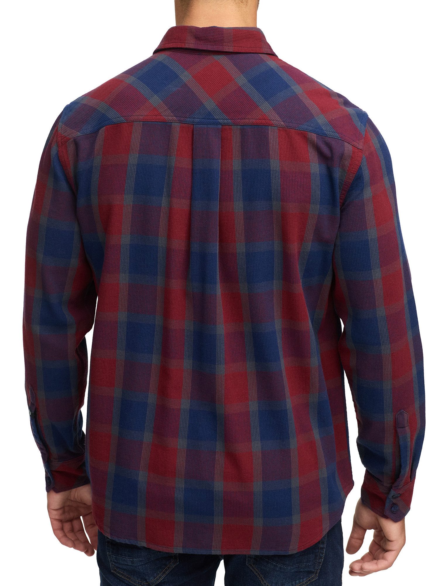 Indicode Langarmhemd Herren INPomal Herrenhemd Langarm Herren Karohemd aus 100% Baumwolle mit Brusttaschen und Umlegekragen