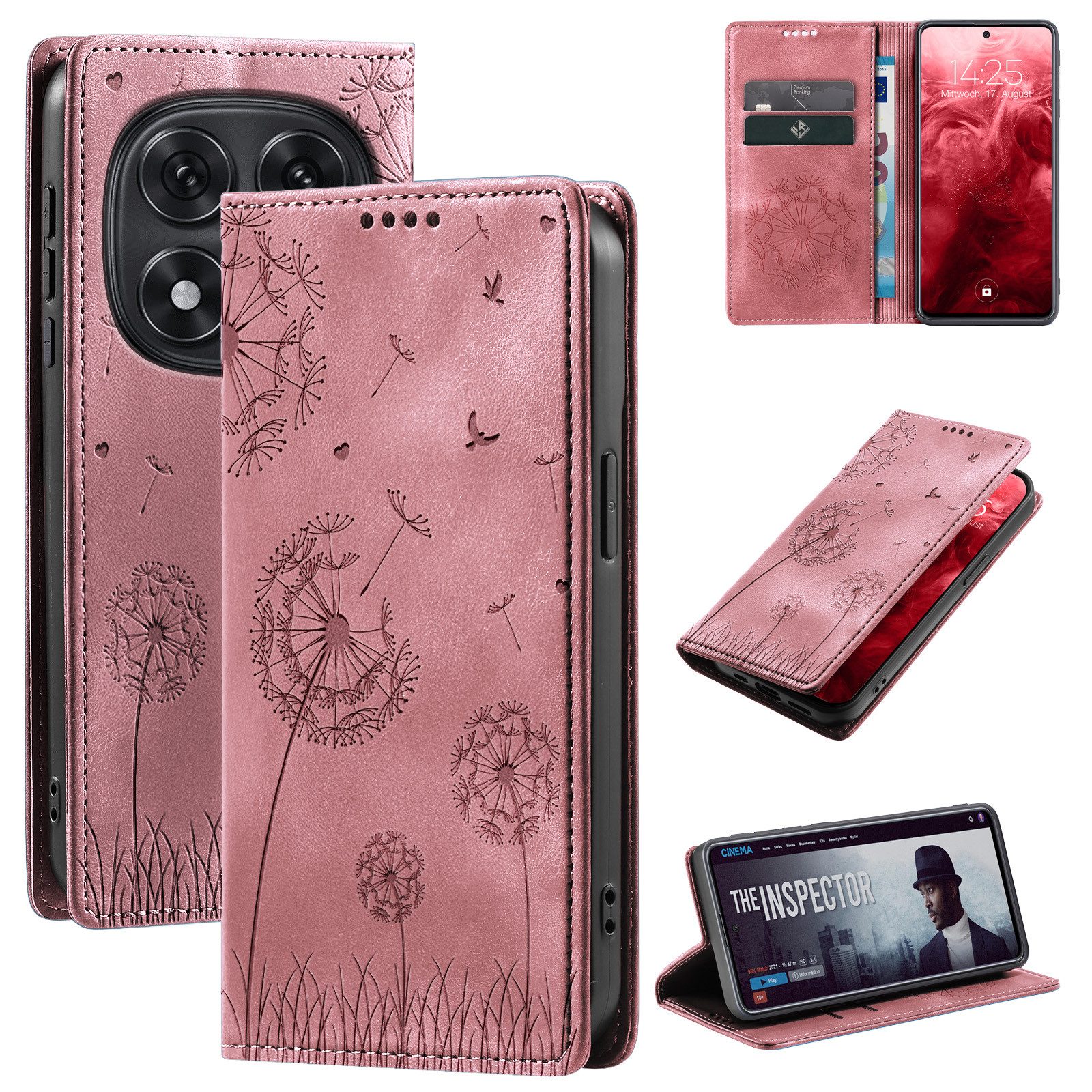 Tec-Expert Handyhülle Handy Hülle Klapphülle für Xiaomi Redmi Note 15 Pro 5G 6.83 Zoll, 6.83, Blumen Pusteblume Case Cover mit Kartenfächern und RFID Schutz