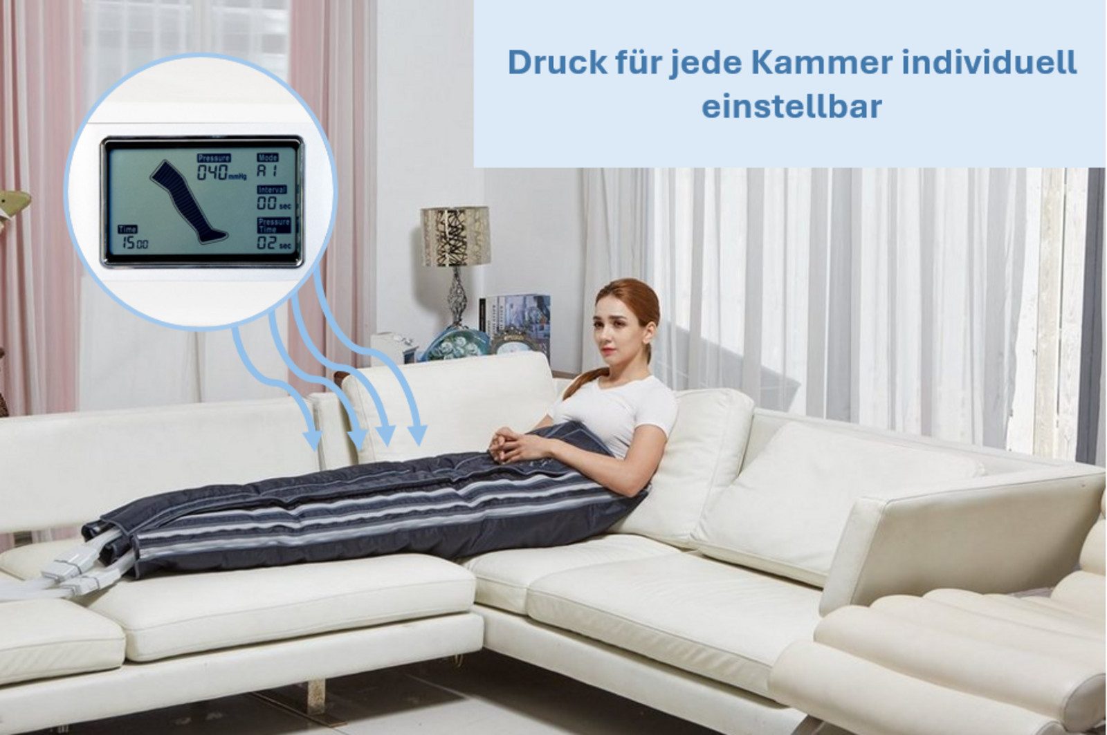 Wonjin Massagegerät Professionelles 12 Kammer Lymphdrainage Gerät Ganzkörperanzug Q8120, 12 Massagezonen, herausragende Qualität, professionelles Gerät