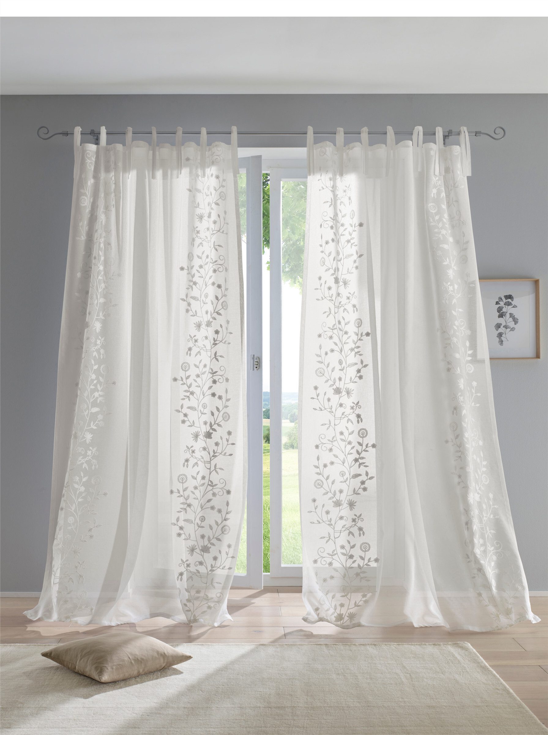heine Gardine Dekostore (1 St), Bindebänder, halbtransparent, Fertigstore gerade Form
