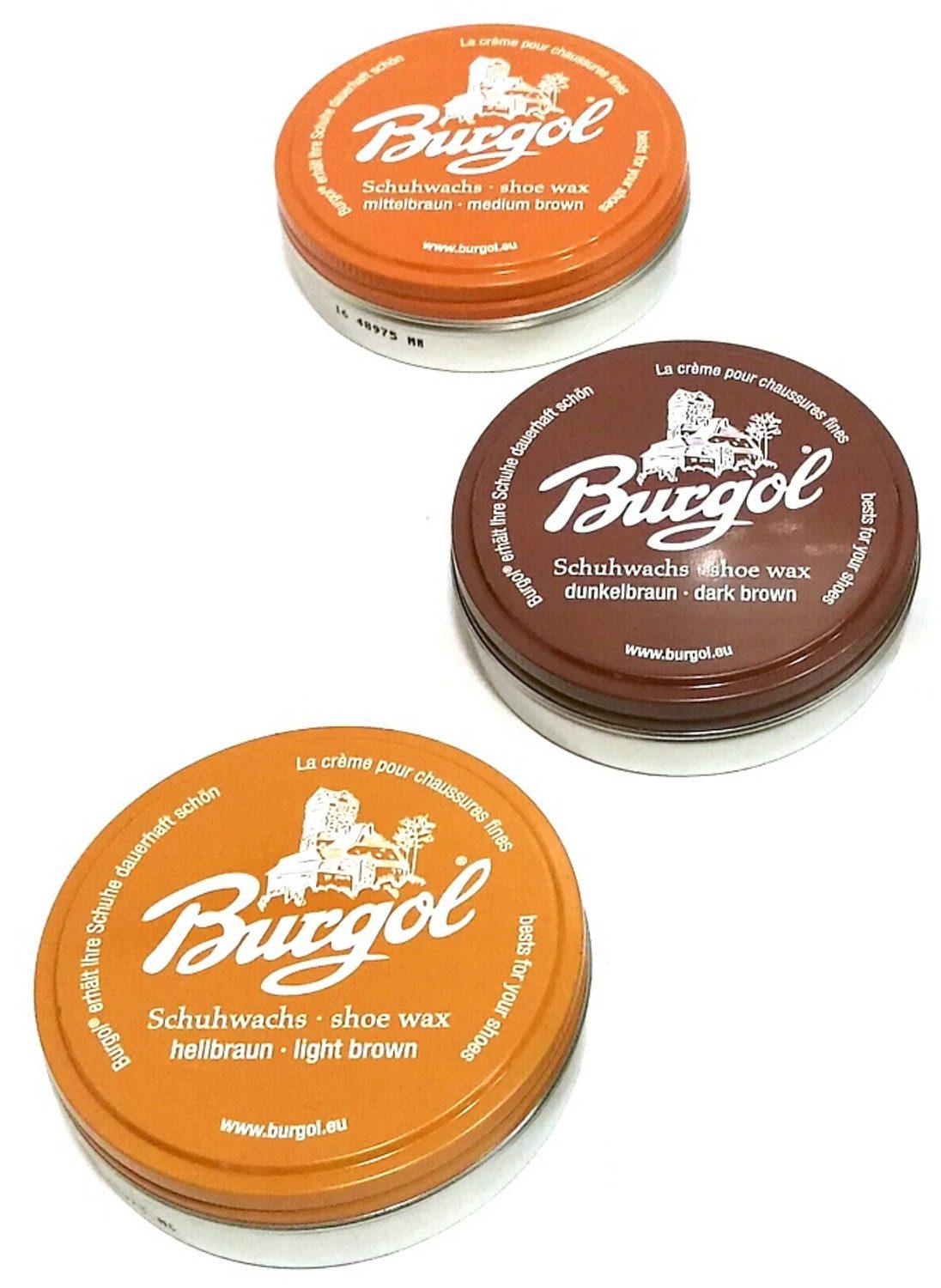 Burgol Schuhpflegeset Schuhwachs -Farbset Brauntöne shoe wax 100 ml B Schuhcreme