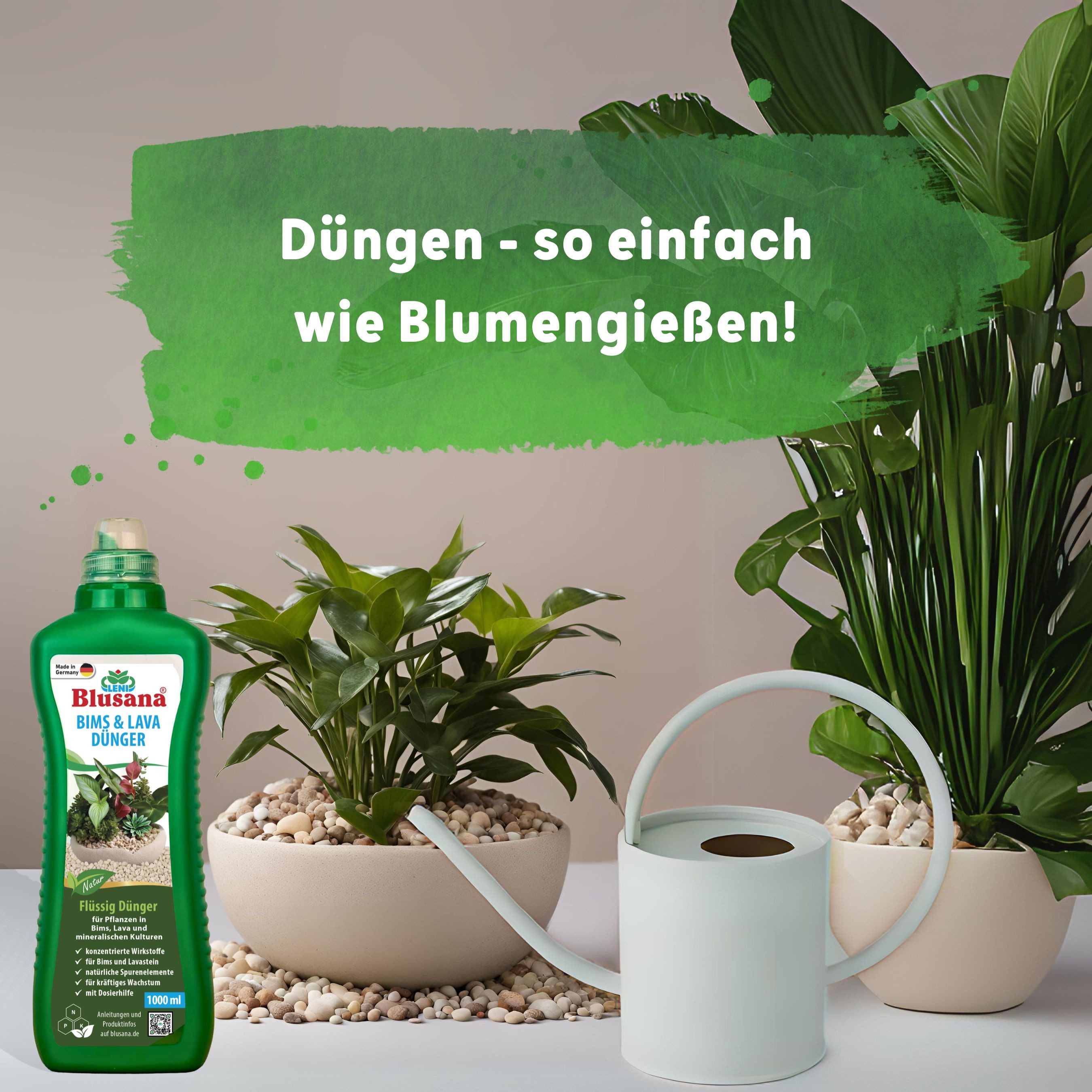 Blusana Pflanzendünger Bims & Lava Dünger XL 1 Liter Hydrokultur & Hydroponik Flüssigdünger, NPK 10-4-6 Volldünger, flüssig - mineralisch, für Grünpflanzen Zimm – Bild 5 von 5