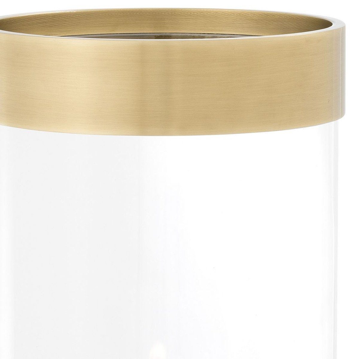Casa Padrino Luxus Qualität Antik Messing Kerzenleuchter cm Runder - Ø 20,5 Luxus Kerzenleuchter Ring x Aluminium Kerzenleuchter - Glas H. mit 41,5