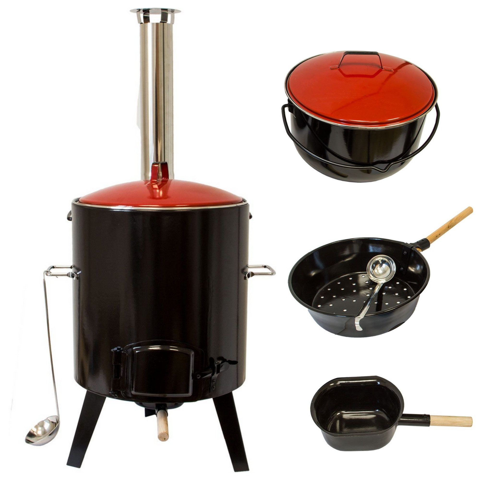 Lemodo Feuerstelle Eintopfofen mit Topf und Pfanne, (1-St., 1 Set), Eintopf-Ofen mit Topf und Pfanne, Gulaschkessel