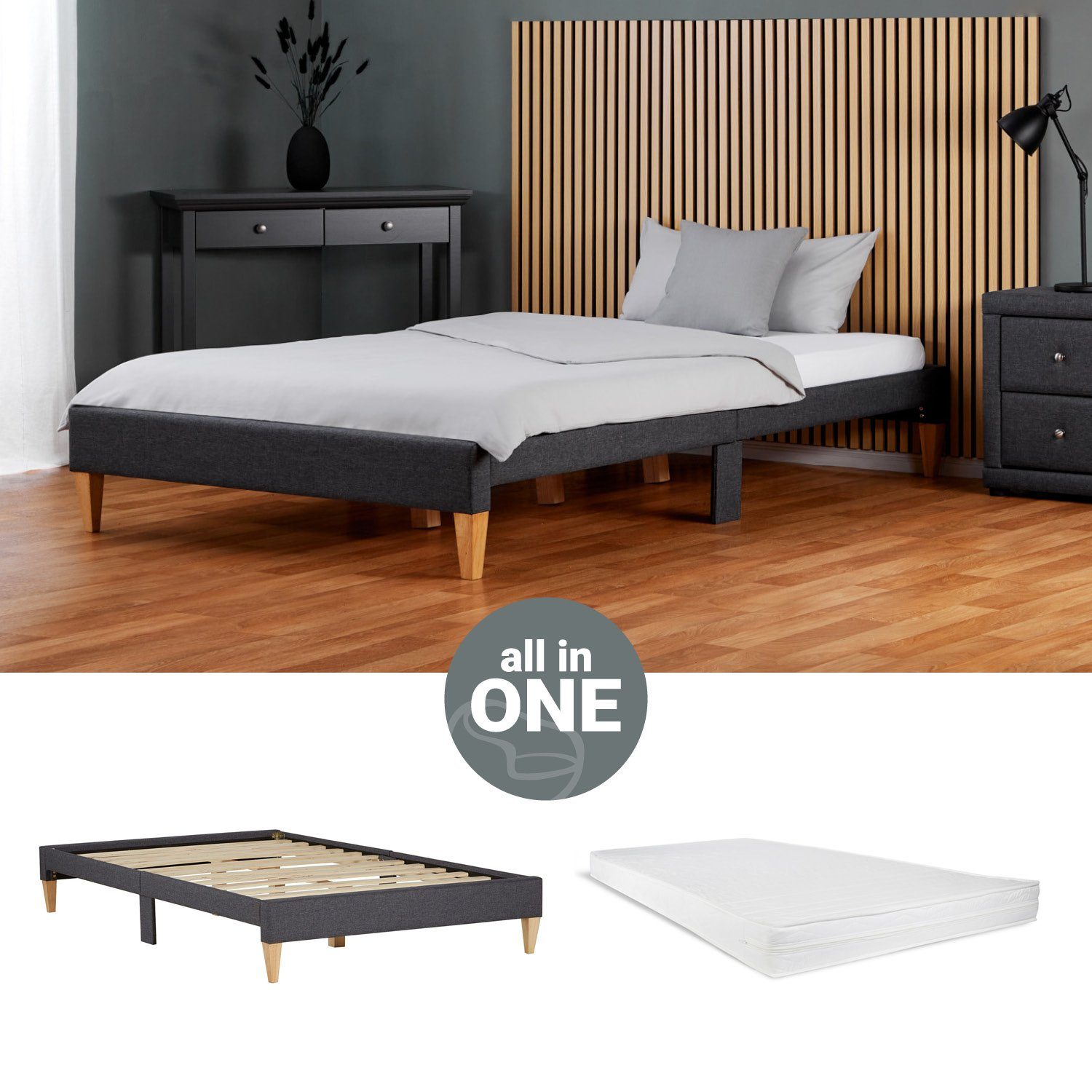 Homestyle4u Polsterbett 90x200 oder 140x200 Grau günstig online kaufen