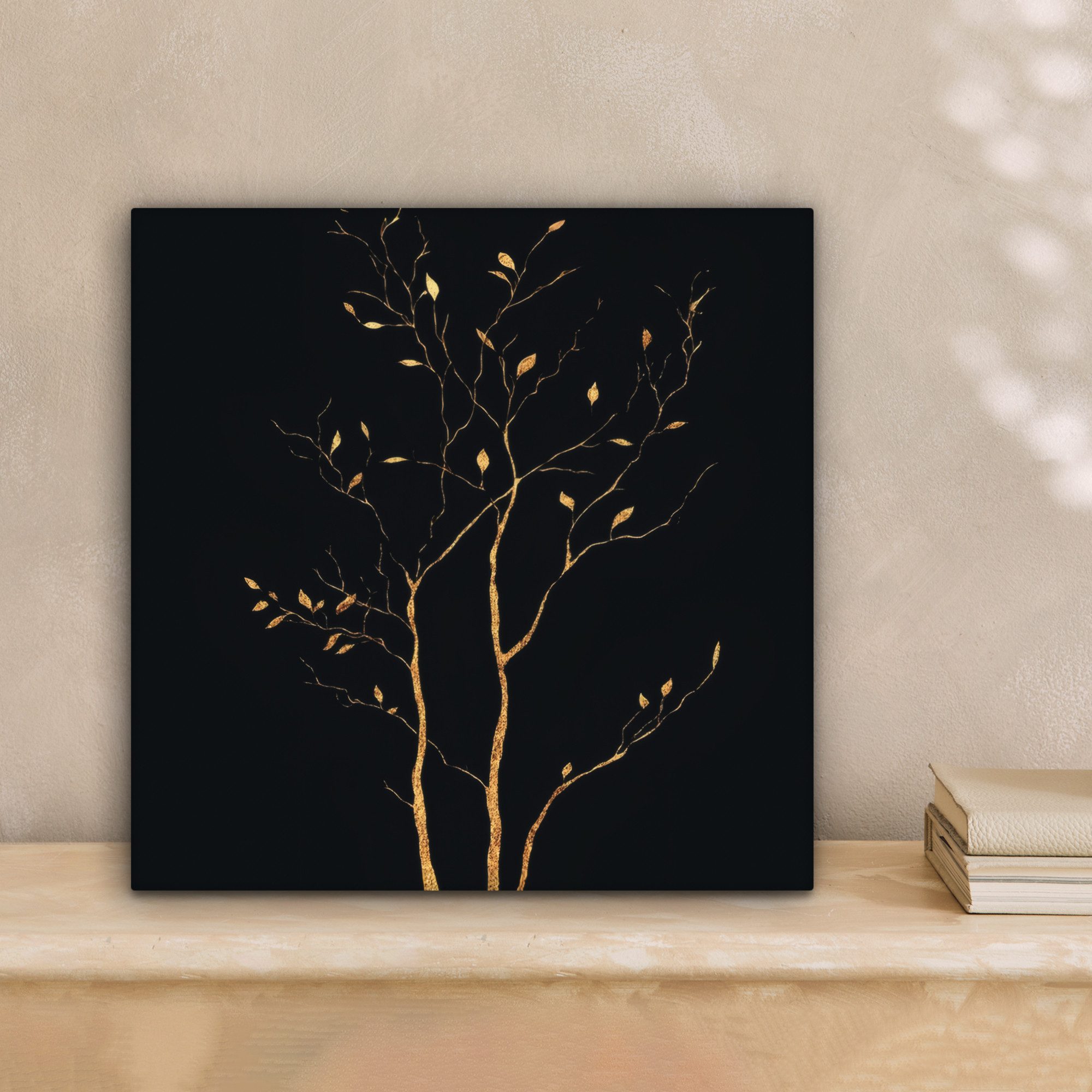 OneMillionCanvasses® Leinwandbild Äste - Blätter - Schwarz, Fotodruck (1 St günstig online kaufen