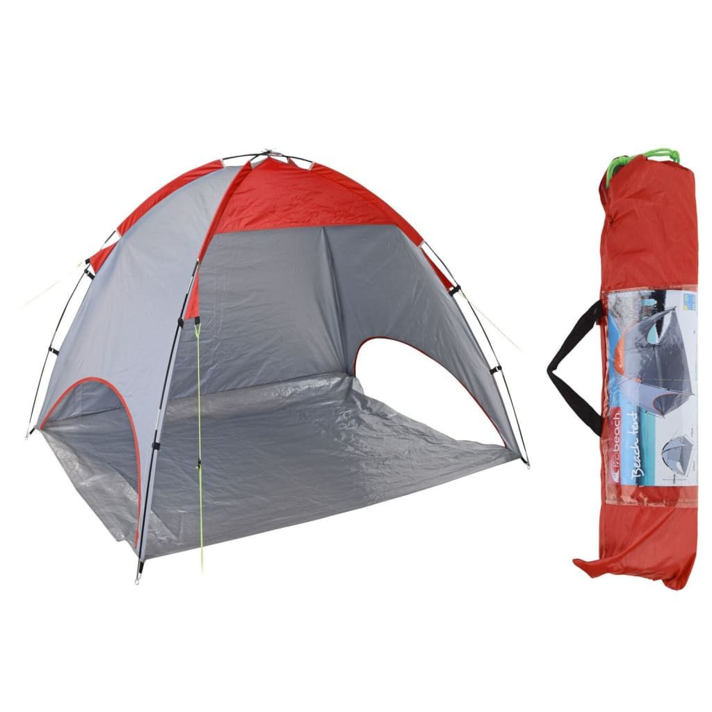 Kuppelzelt Strandzelt Rot und Grau 220x120x115 cm