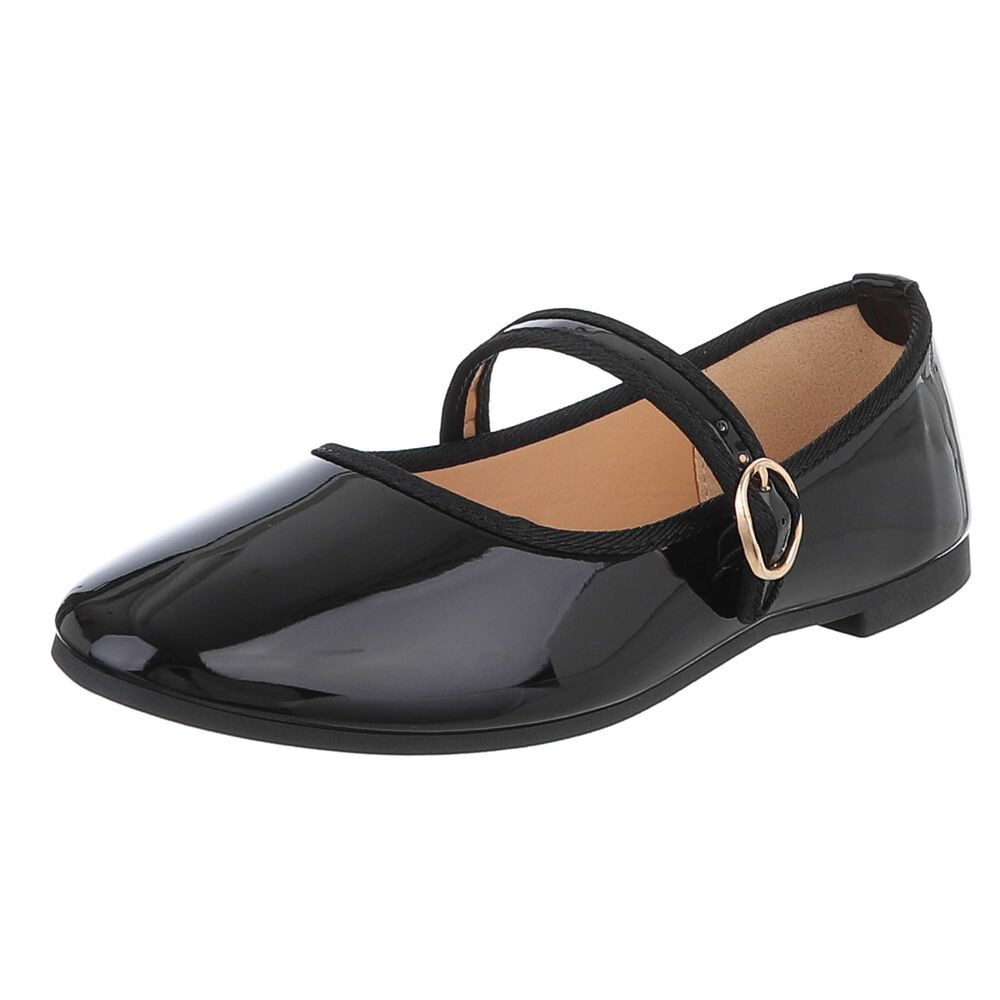 Ital-Design Eleganter Mary Jane Schuh mit Riemen – für Alltag und Anlässe Schnürpumps (91554561) Blockabsatz Riemchenballerinas in Schwarz