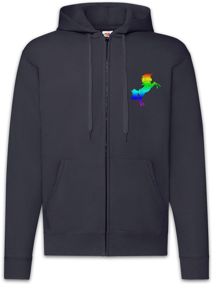Sweatjacke Rainbow Unicorn Zipper Hoodie Regenbogen Einhorn Einhörner Toon