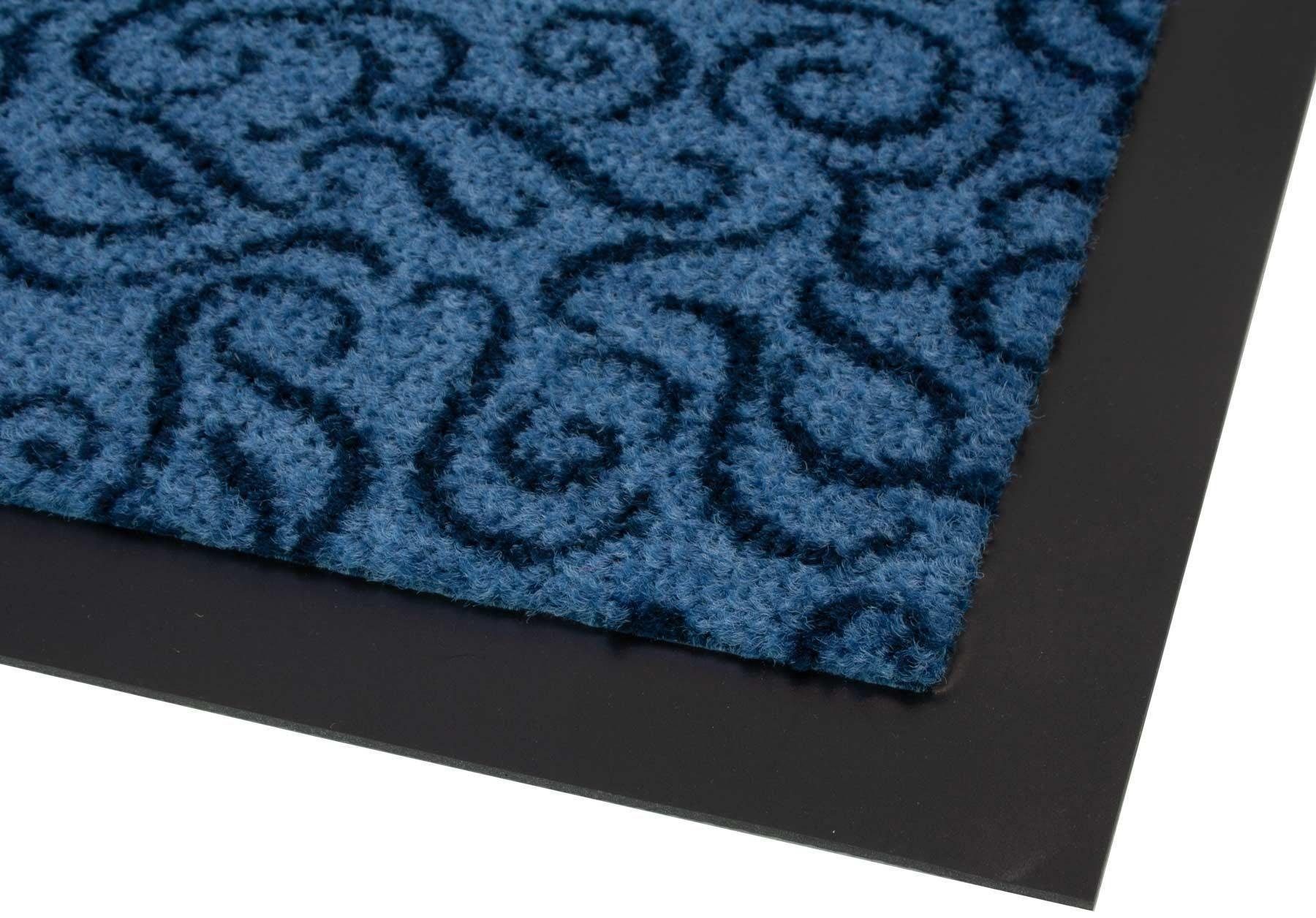 blau mm, und Primaflor-Ideen BRASIL, Fußmatte Textil, Höhe: geeignet, In- waschbar rechteckig, 6 Schmutzfangmatte, Outdoor in