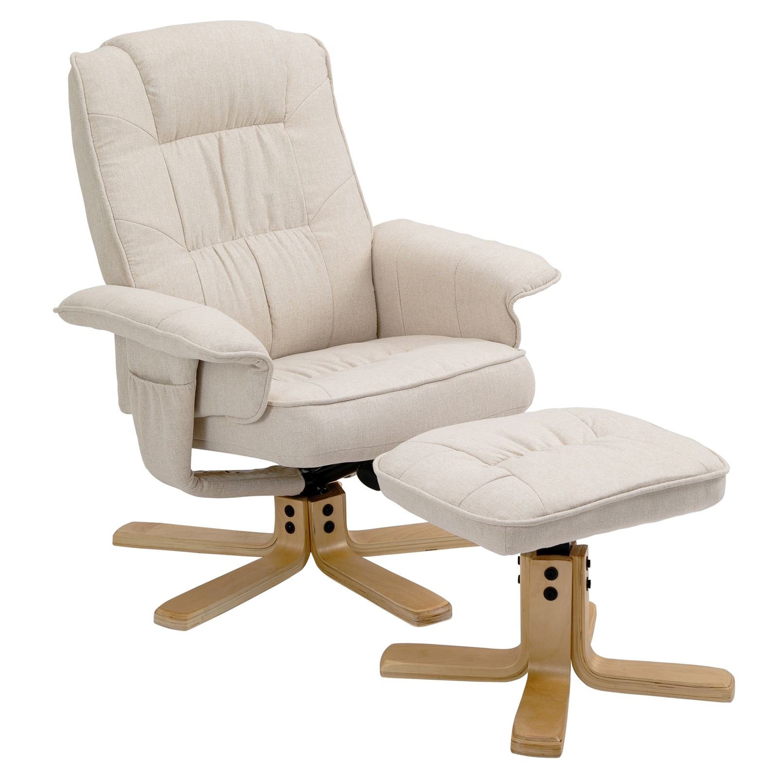 Fernsehsessel Stoff mit be beige Drehsessel Relaxsessel CHARLY, Hocker IDIMEX Relaxsessel Polstersessel