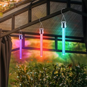 Globo Außen-Deckenleuchte, LED-Leuchtmittel fest verbaut, Farbwechsel, Solarleuchte Hängelampe Außenleuchte LED RGB Farbwechsel Luftblasen