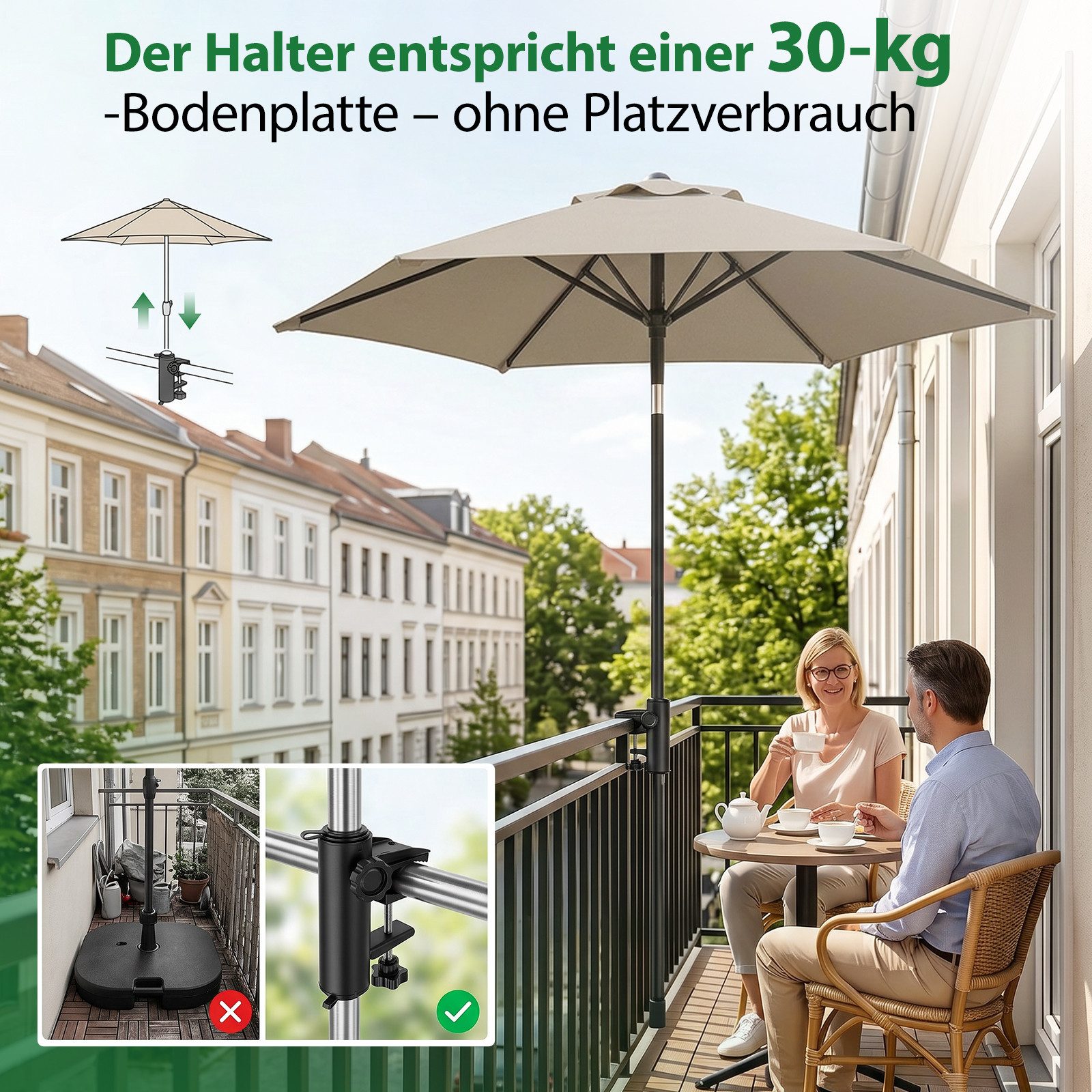 Sekey Balkonklammer Schirmhalter Sonnenschirmhalter Halterung für Sonnenschirme – Bild 5 von 5