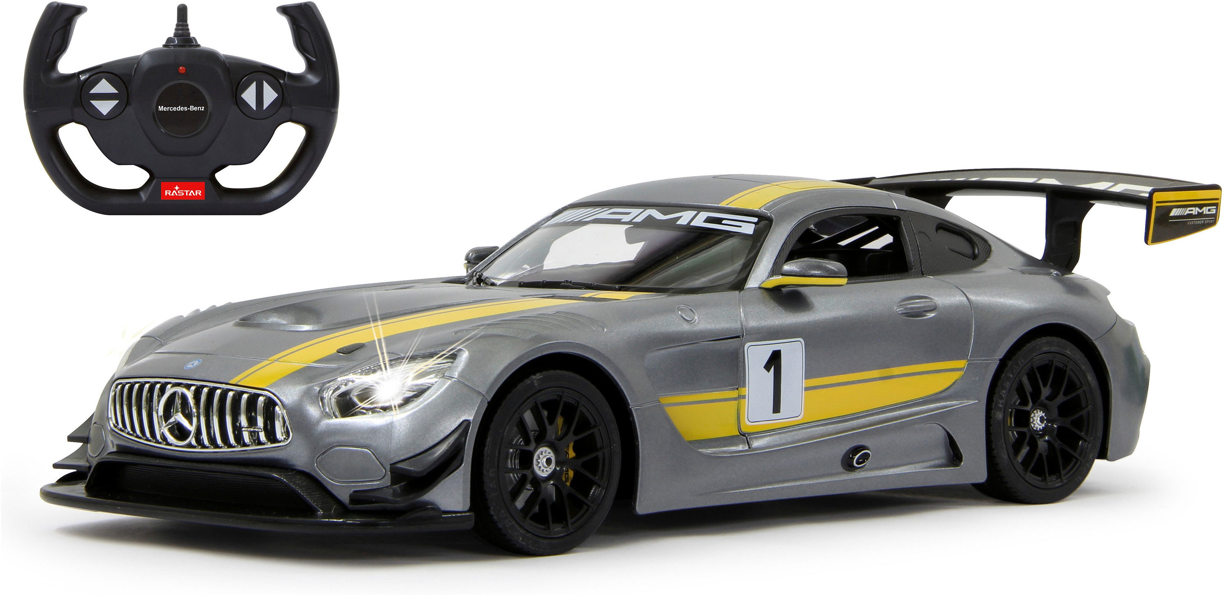 Jamara RC-Auto Deluxe Cars, Mercedes-AMG GT3 Performance, 1:14, grau, 2,4GHz, mit LED-Licht