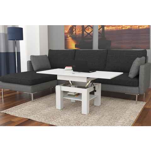 designimpex Couchtisch Design Couchtisch Cleo stufenlos höhenverstellbar aufklappbar Esstisch