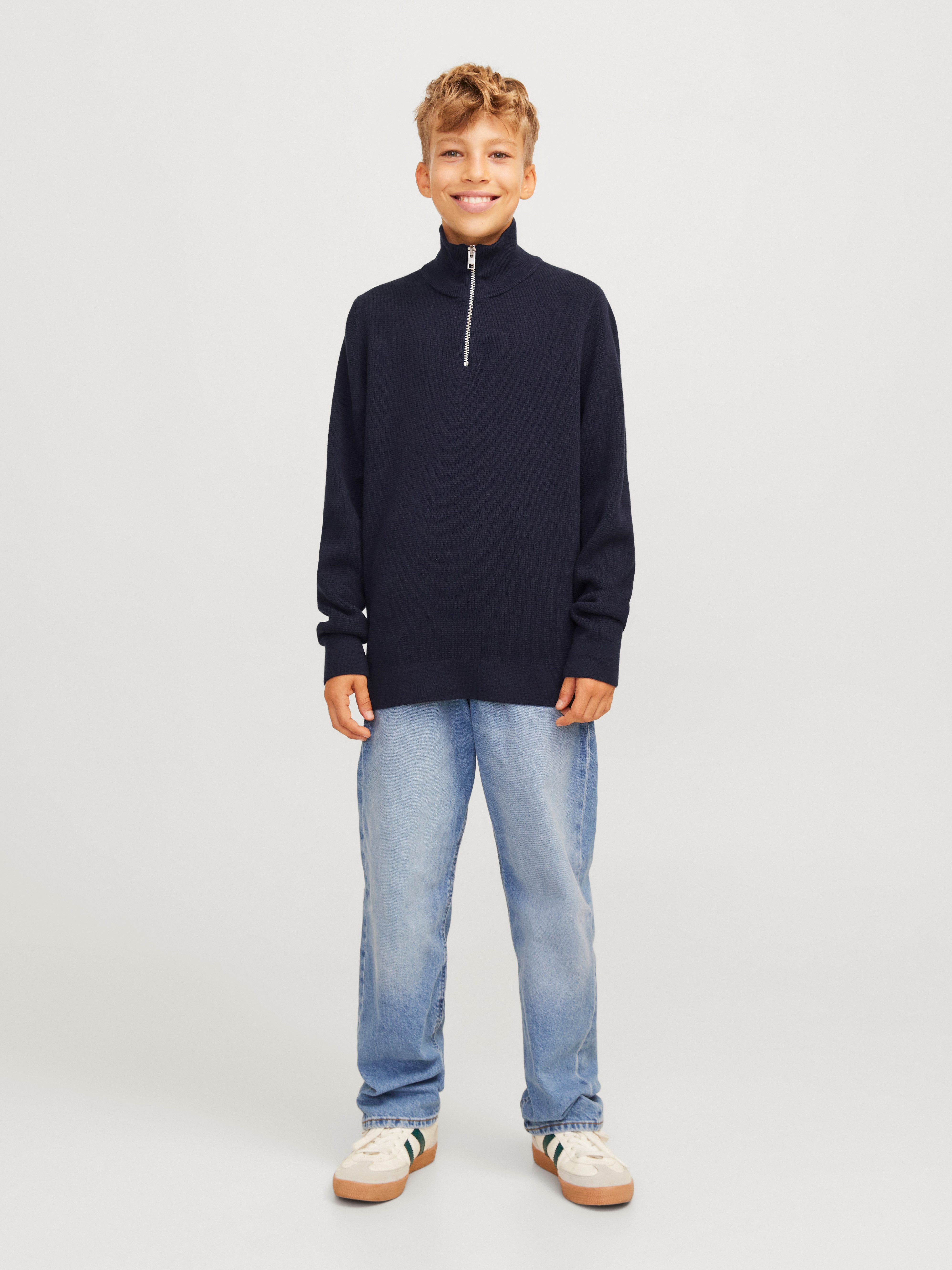 Jack & Jones Junior Troyer JPRBLAMILANO STITCH KNIT HALF ZIP JNR Baumwolle, relaxed fit – Bild 5 von 5