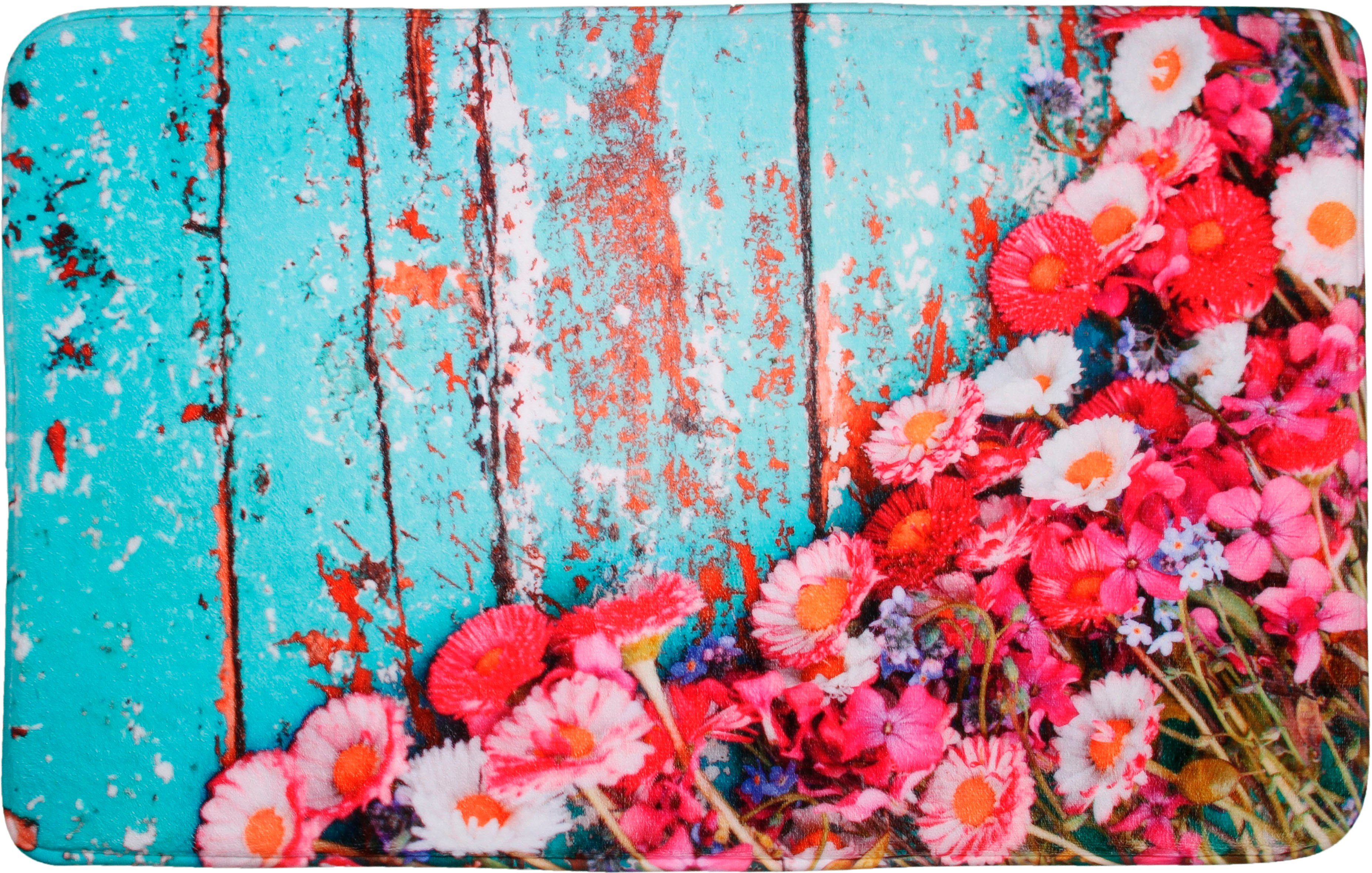 Sanilo Badematte Spring, Höhe 15 mm, schnell trocknend, Polyester, rechteckig, Memory Schaum