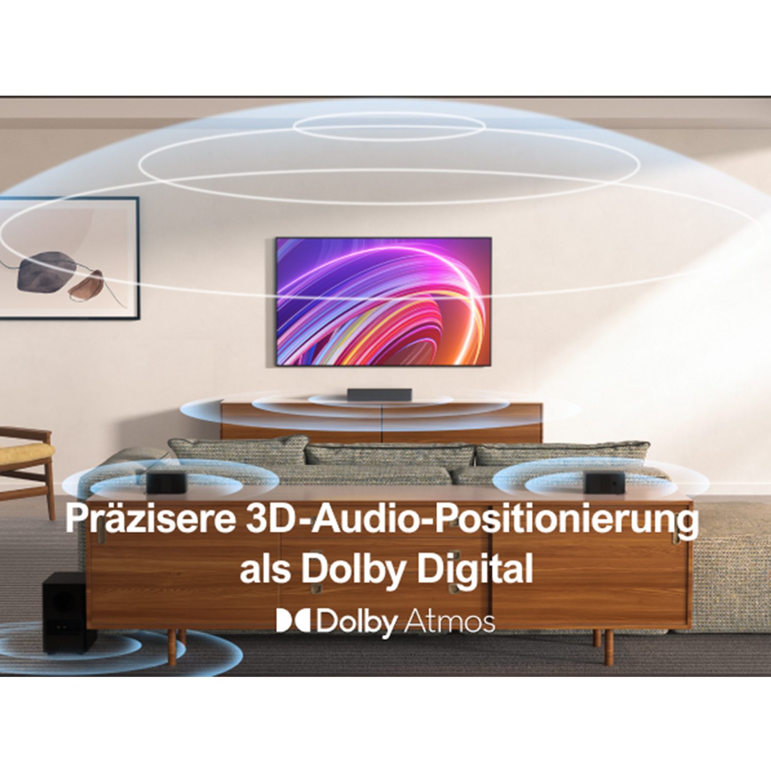 Ultimea Poseidon M4T Soundbar 5.1 Surround Sound System mit Dolby Atmos (Bluetooth 5.3, 450 W, Mit Subwoofer, 2 Rear-Lautsprechern, Einstellbarem Bass) – Bild 4 von 5