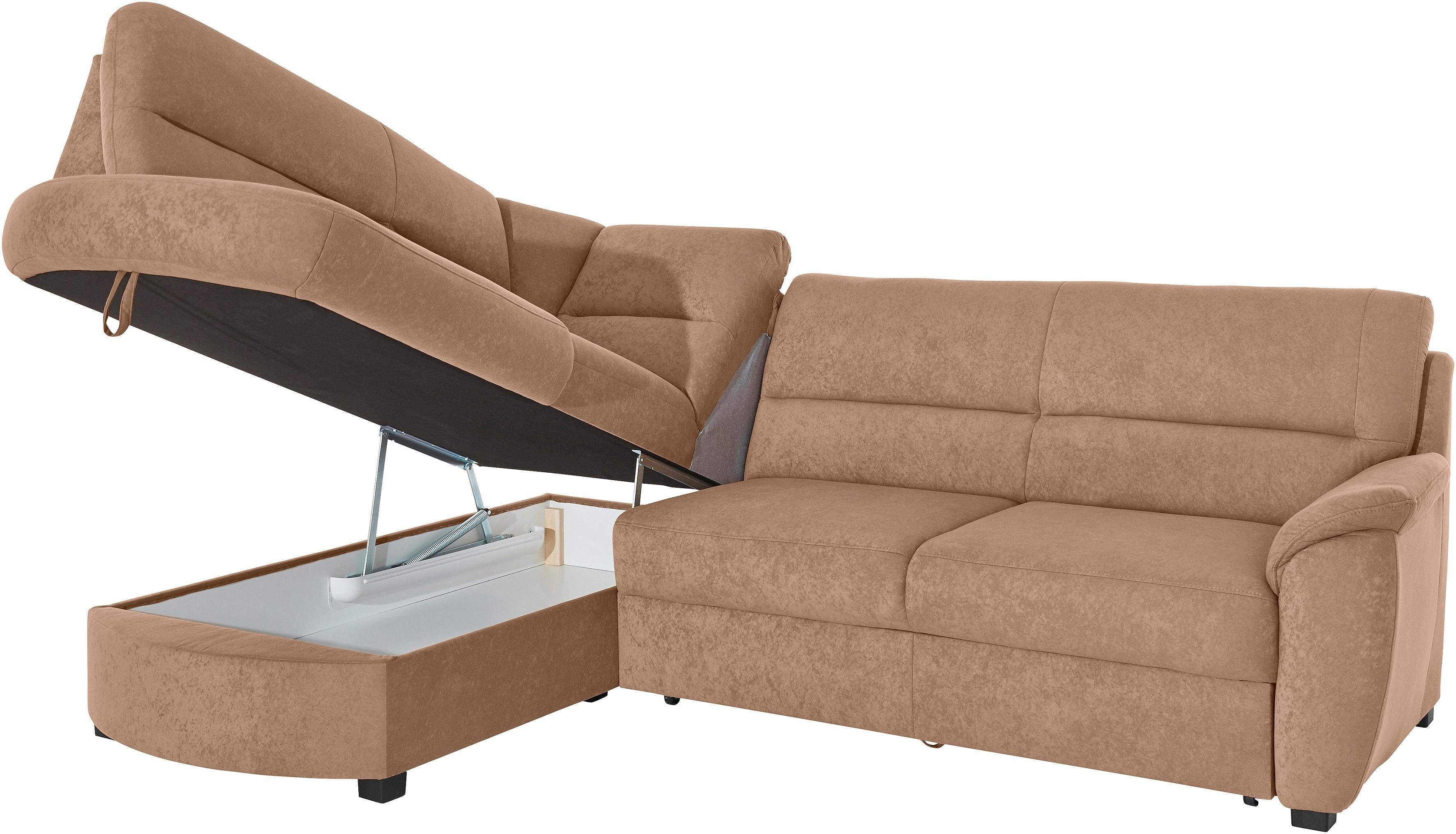 sit&more Ecksofa Pandora L-Form, wahlweise mit Schlaffunktion und Bettkasten