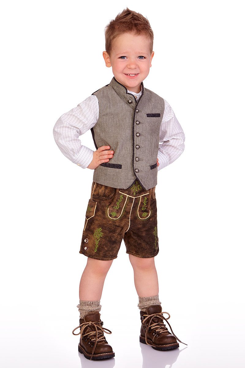 Isar-Trachten Lederhose Lederhose Kinder - MATHEO - braun/grün – Bild 5 von 5