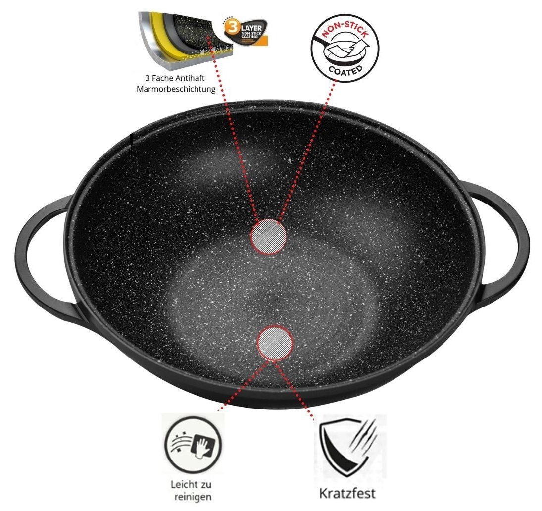 Wok Tefal Induction ToCi Wok, Poele Wok Induction Avec Couvercle, Woks Et Poêles Wok Fonte