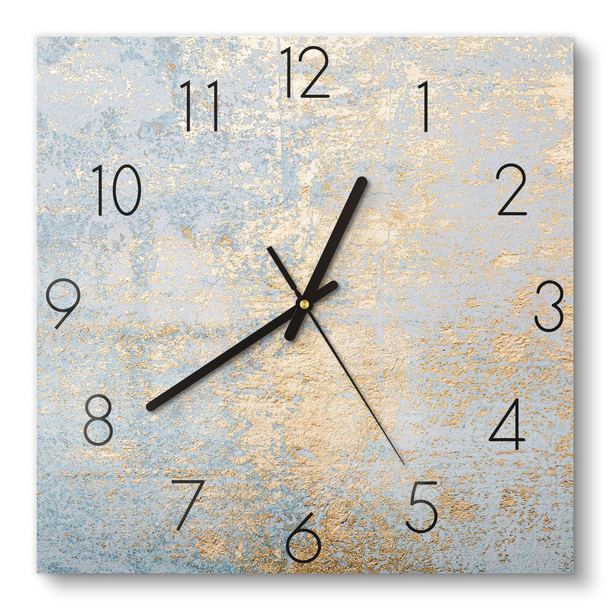 DEQORI Wanduhr 'Wand mit Gold-Struktur' (Glas Glasuhr modern Wand Uhr Design Küchenuhr)