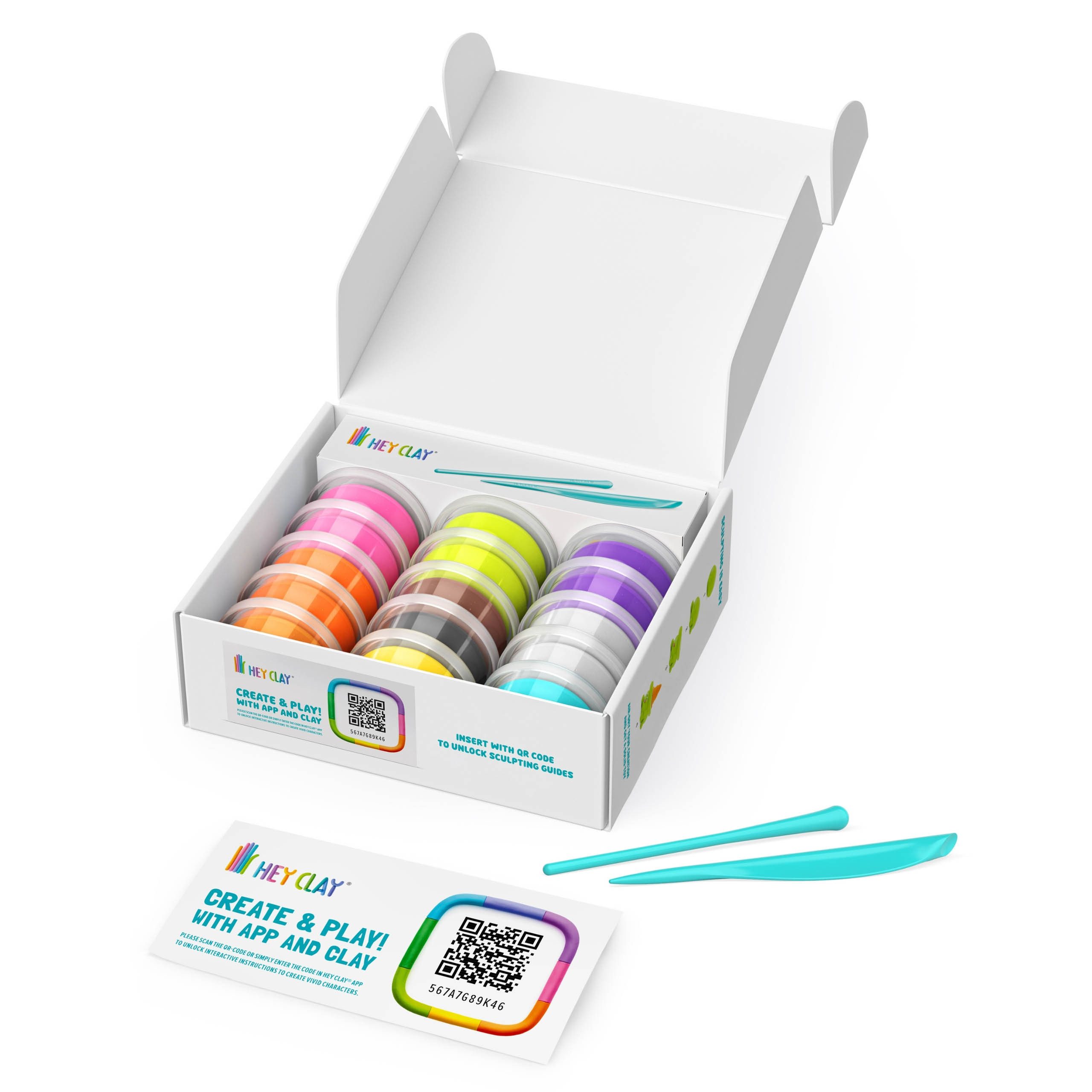 Hey Clay Modelliermasse Hey Clay Eiscreme Modelliermasse Knete Set mit Zubehör 15 Farben