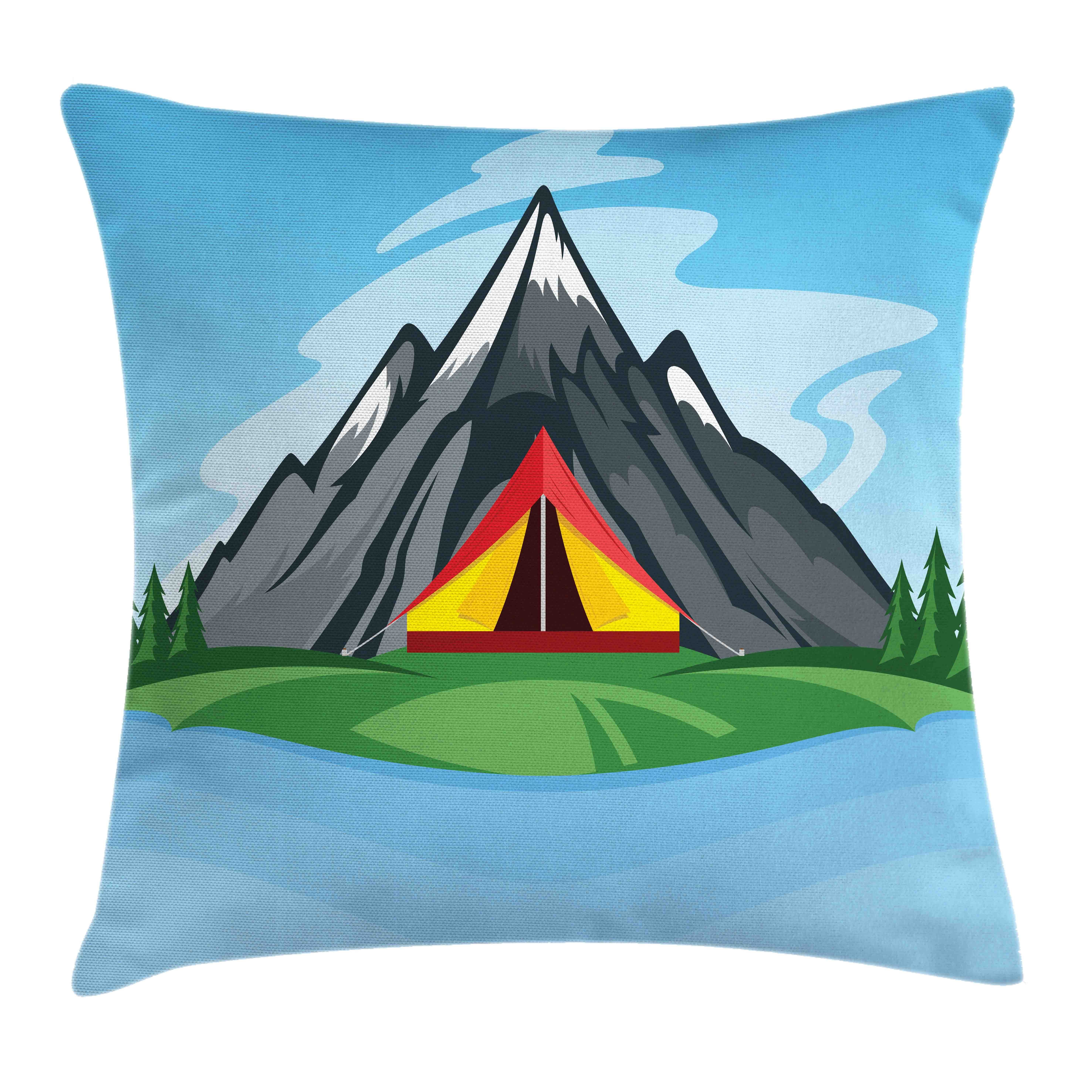 Berg Waschbar Farbfesten mit Kissenhülle Abakuhaus Farben Druck, Camping-Karikatur Stück), Reißverschluss mit (1 Beidseitiger Colorado Klaren Kissenbezüge