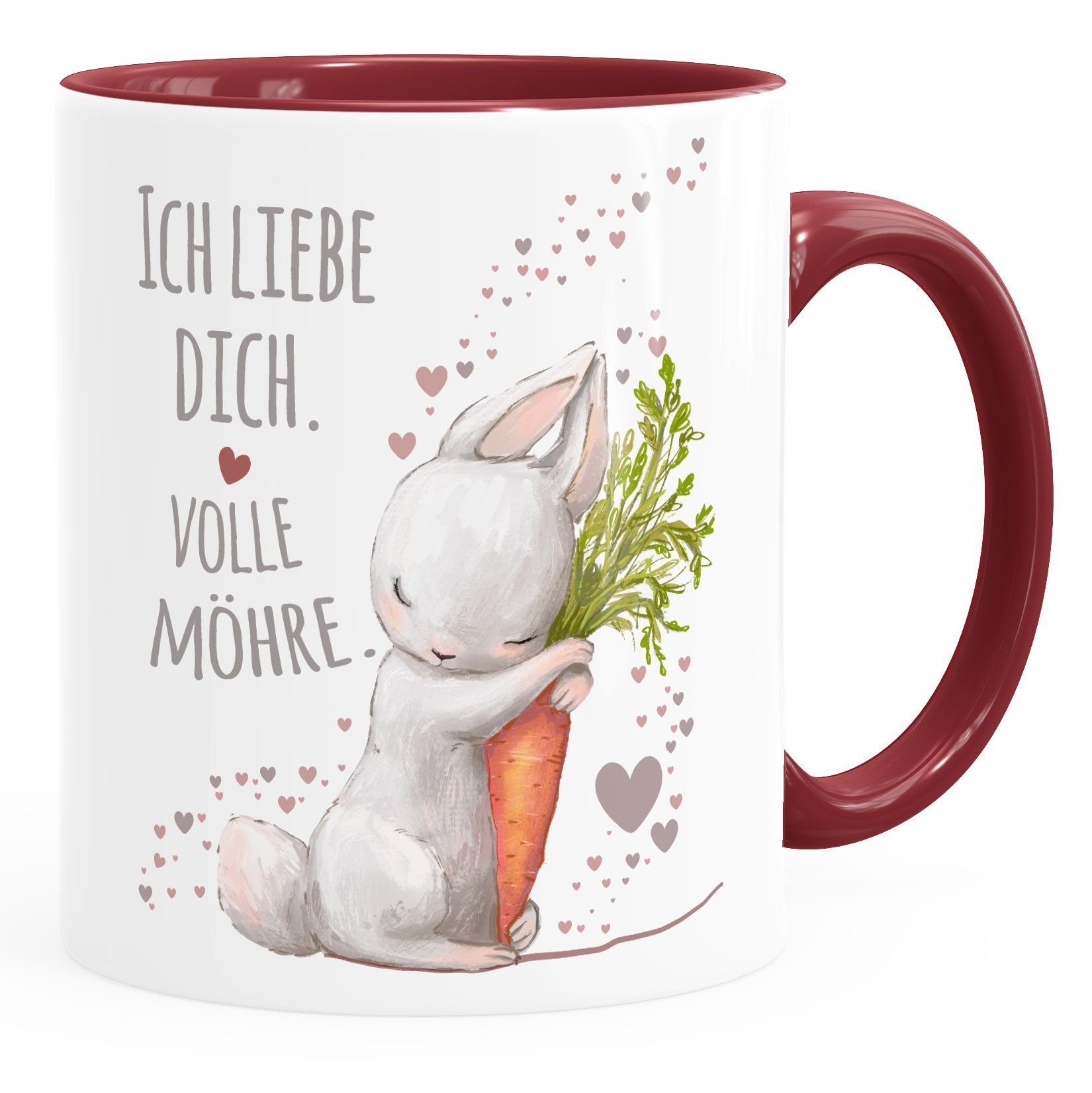 MoonWorks Tasse Kaffee-Tasse Ich liebe dich volle Möhre Hase mit Karotte Geschenk Liebe Liebeserklärung Moonworks®, Keramik