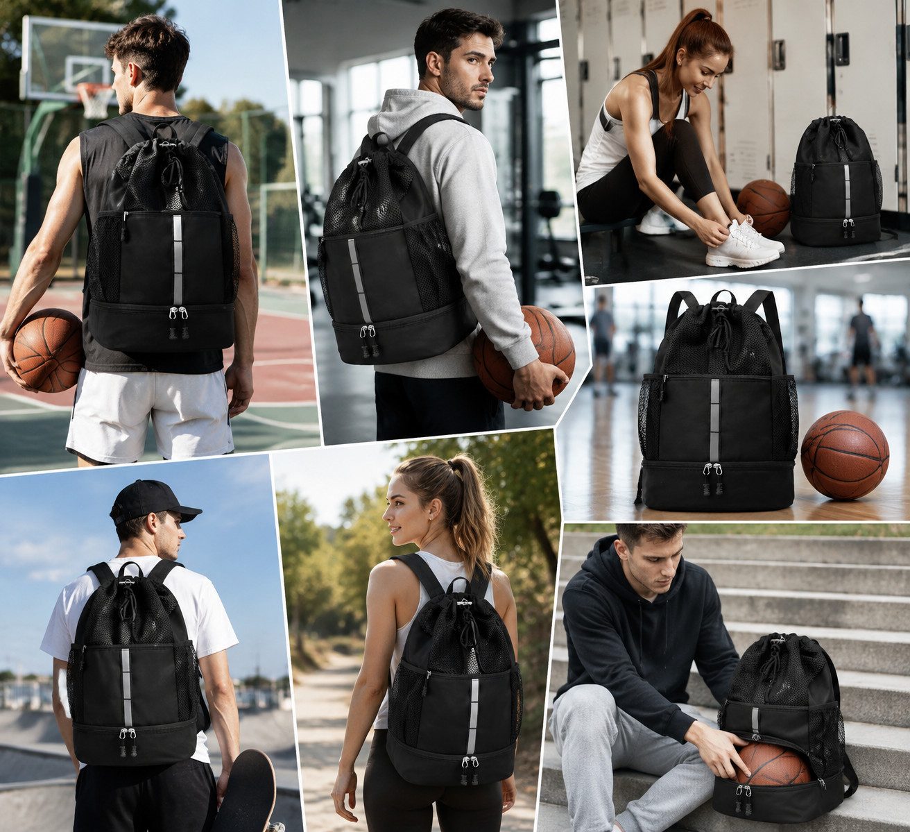 ibettertec Freizeittasche Sporttasche Rucksack Große mit Schuhfach für Fitness Reisen Basketball (Perfekte Kombination aus Rucksack und Sporttasche), geeignet für Basketball, Fußball, Fitnessstudio und Reisen