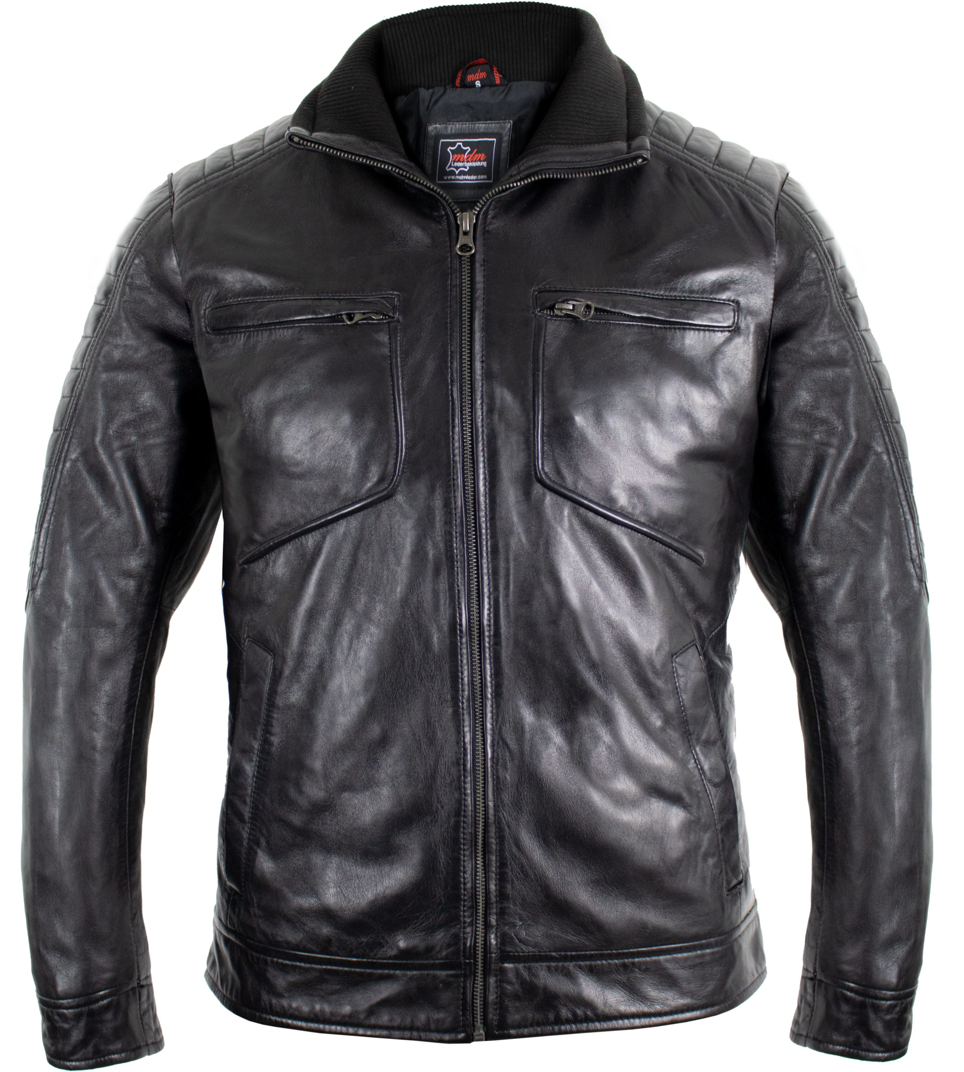 MDM Lederjacke Leichte Lamm Freizeit Herren Lederjacke Biker Stil günstig online kaufen