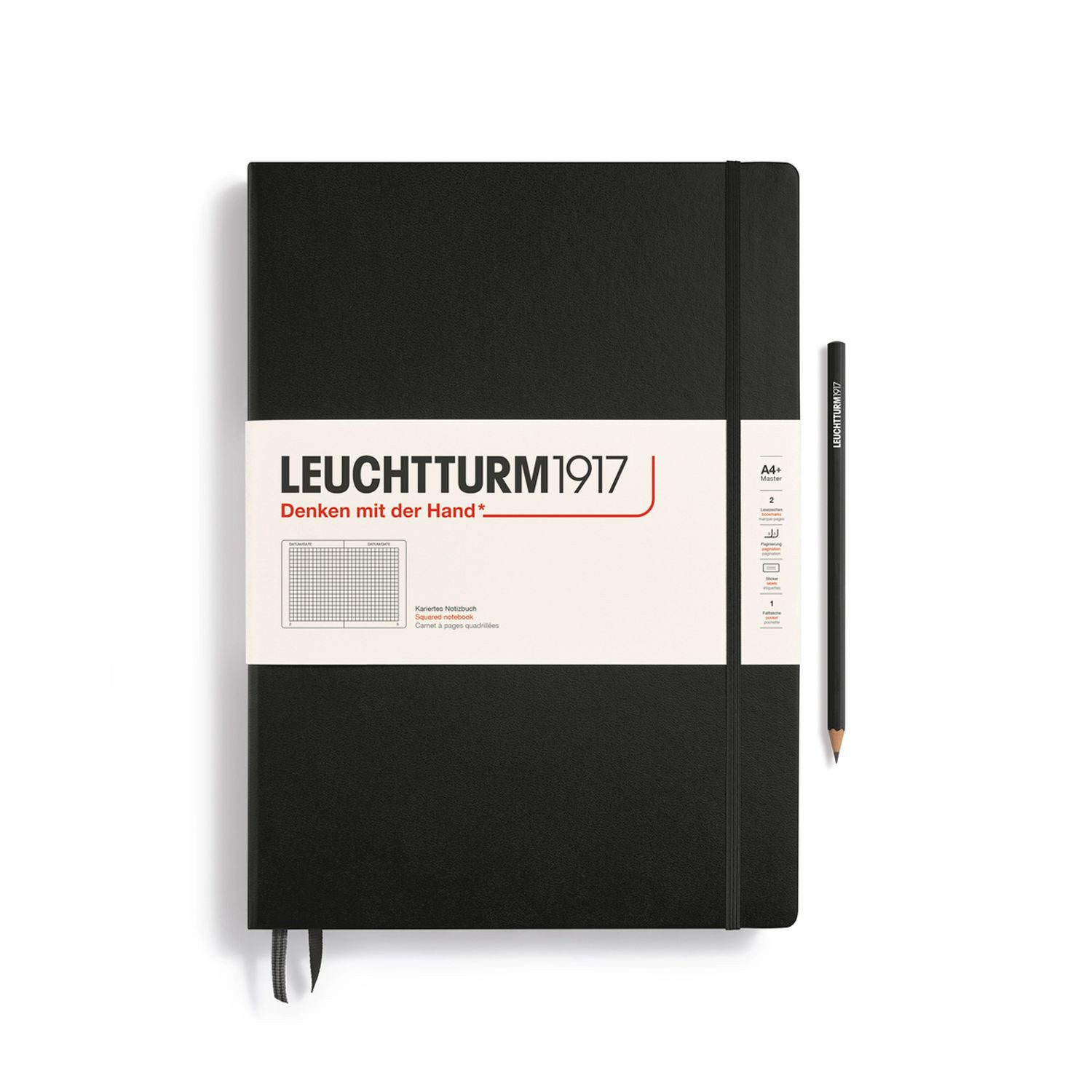 Leuchtturm1917 Notizbuch Master Classic A4+ Hardcover Schwarz Kariert